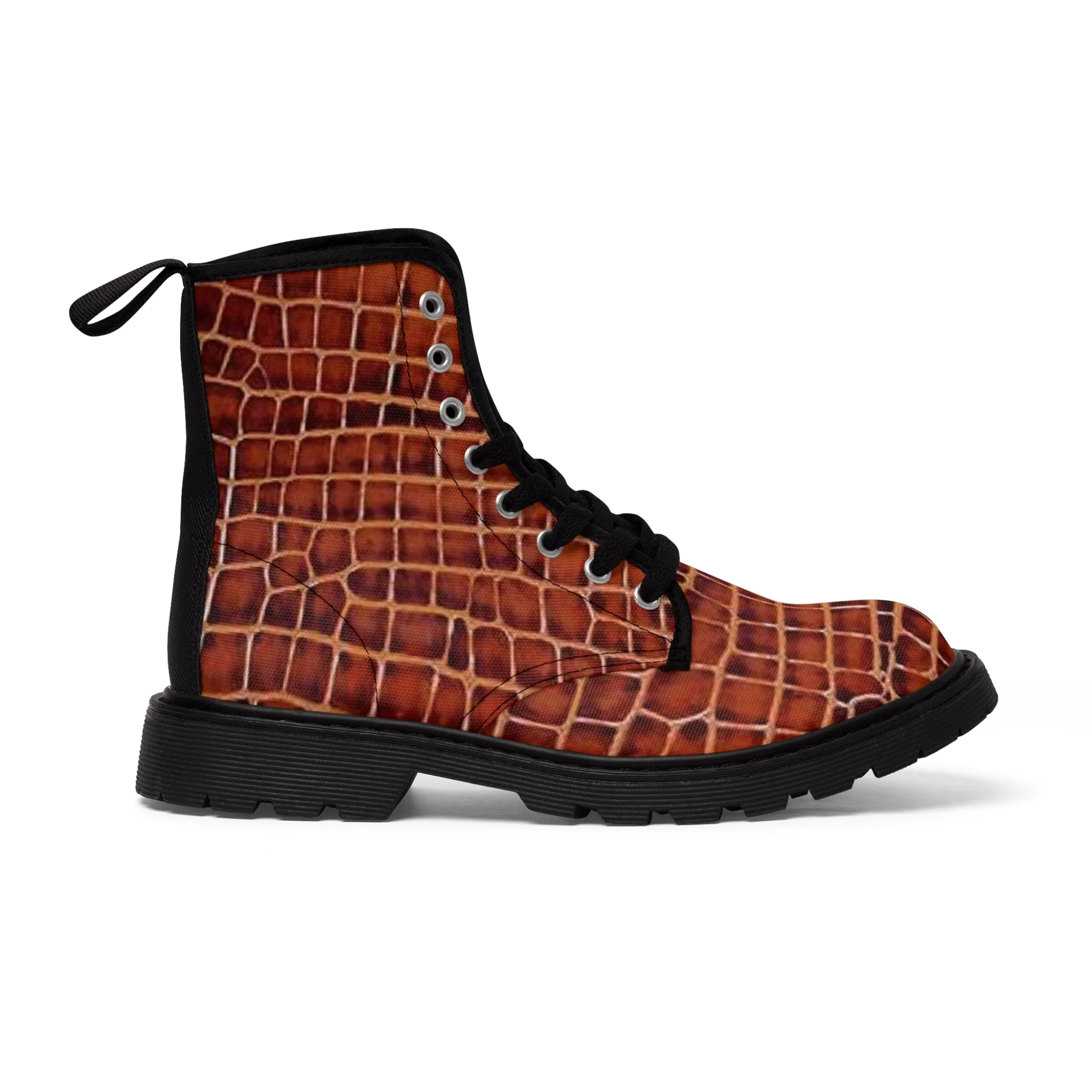 Men's Canvas Boots brown reptile by Mariu del Campo.