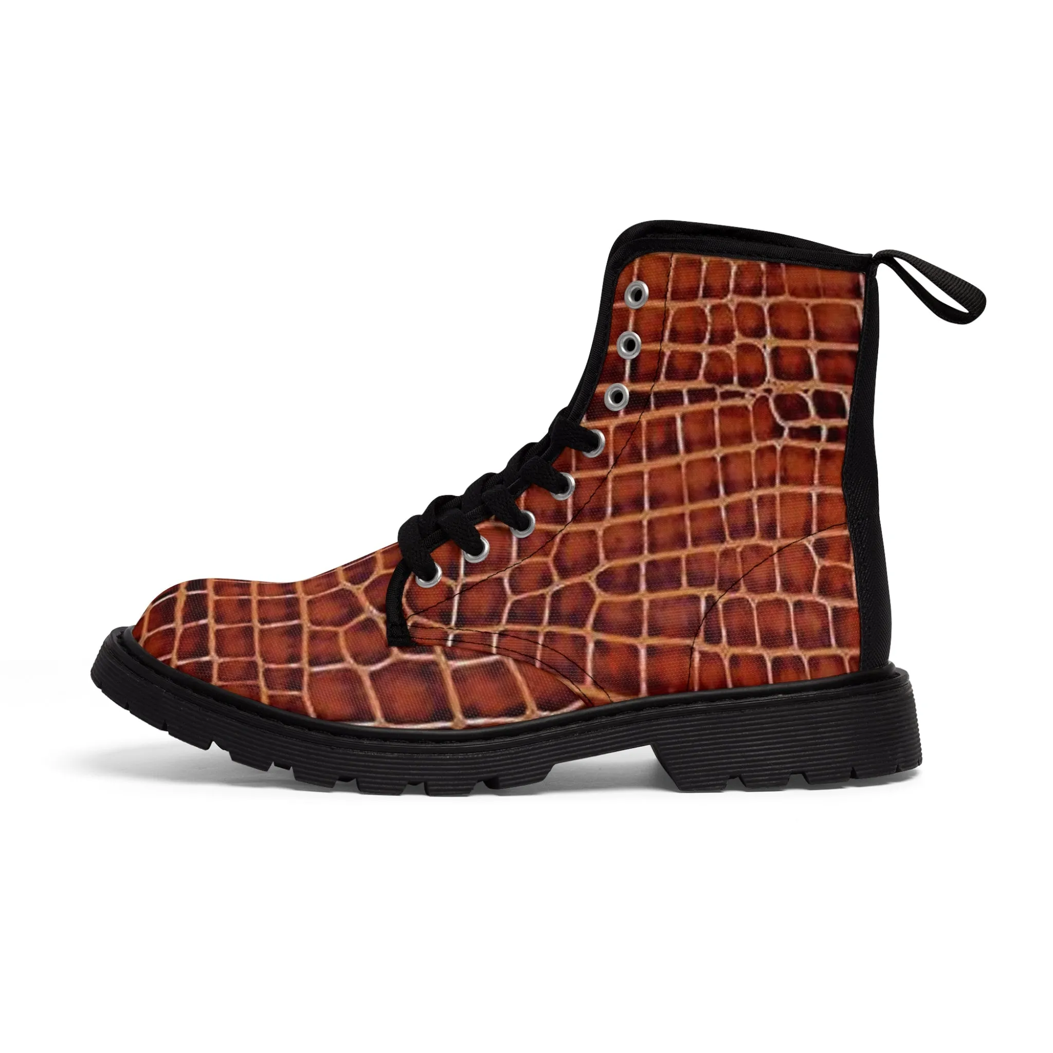 Men's Canvas Boots brown reptile by Mariu del Campo.