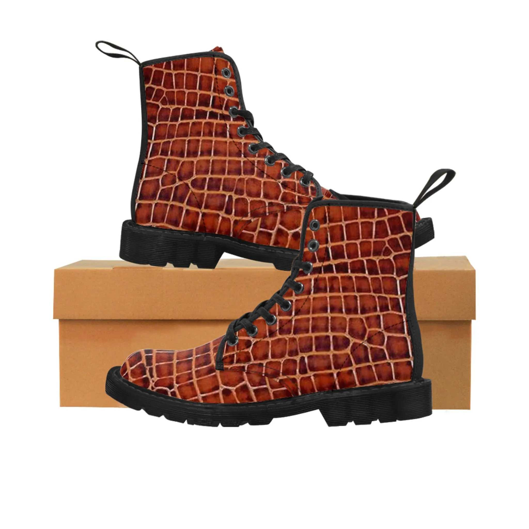 Men's Canvas Boots brown reptile by Mariu del Campo.