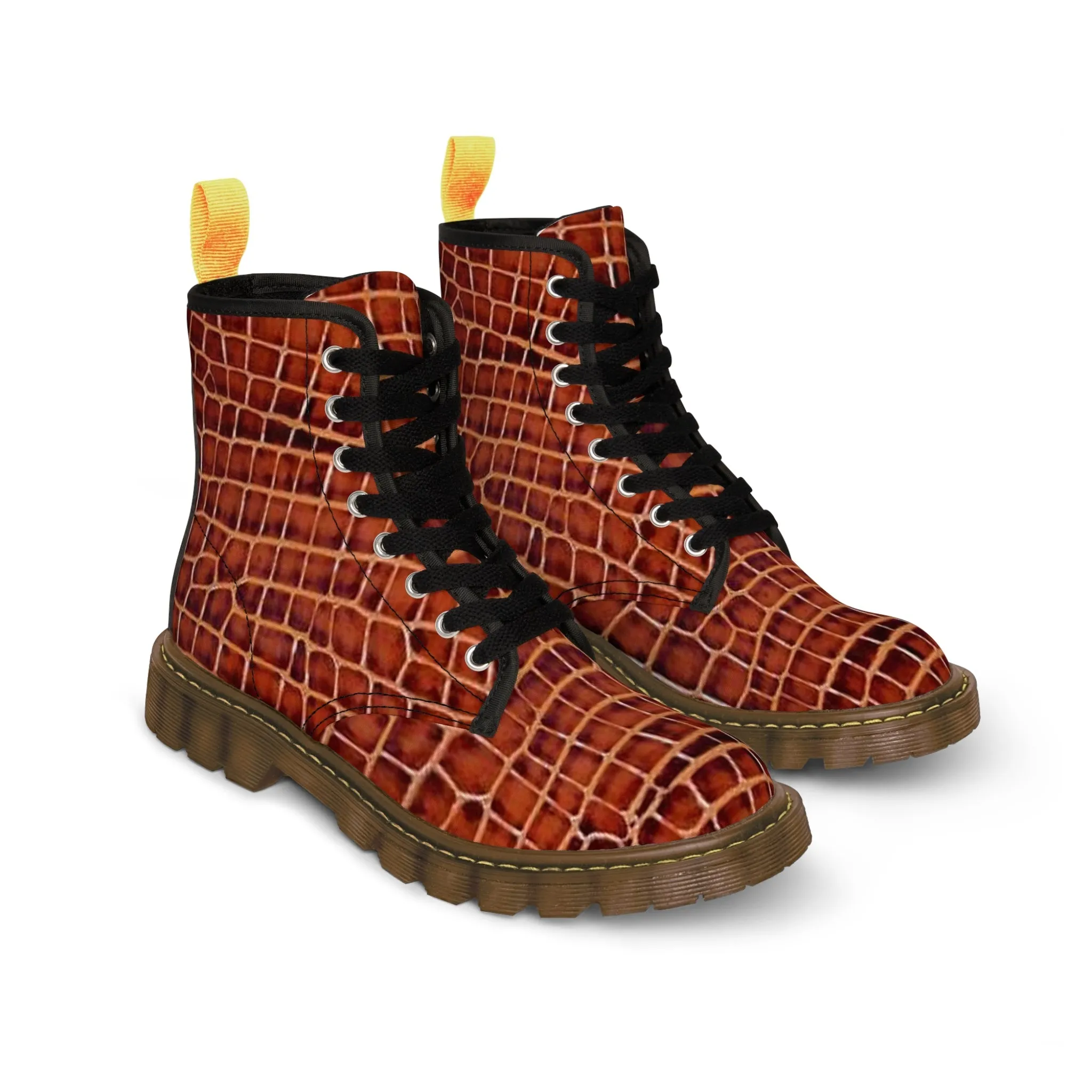 Men's Canvas Boots brown reptile by Mariu del Campo.