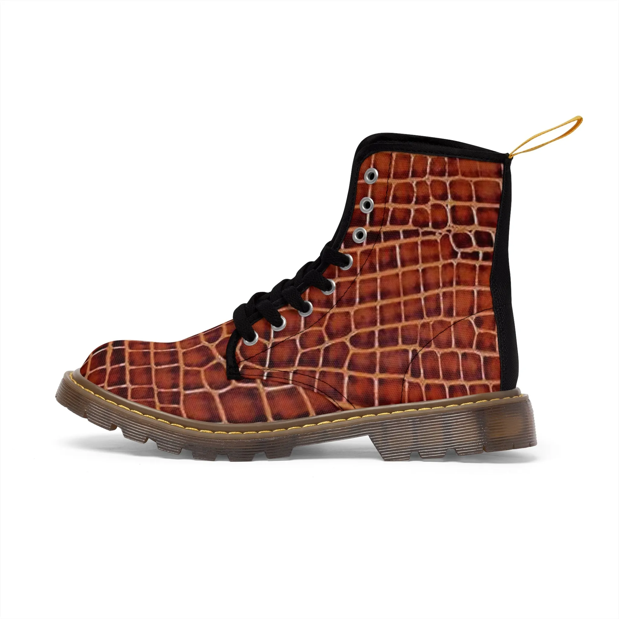 Men's Canvas Boots brown reptile by Mariu del Campo.