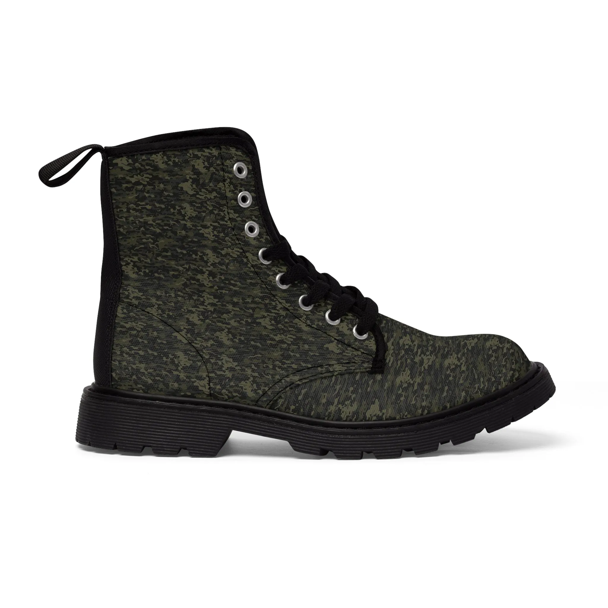 Men's Canvas Boots dark green camo by Mariu del Campo.