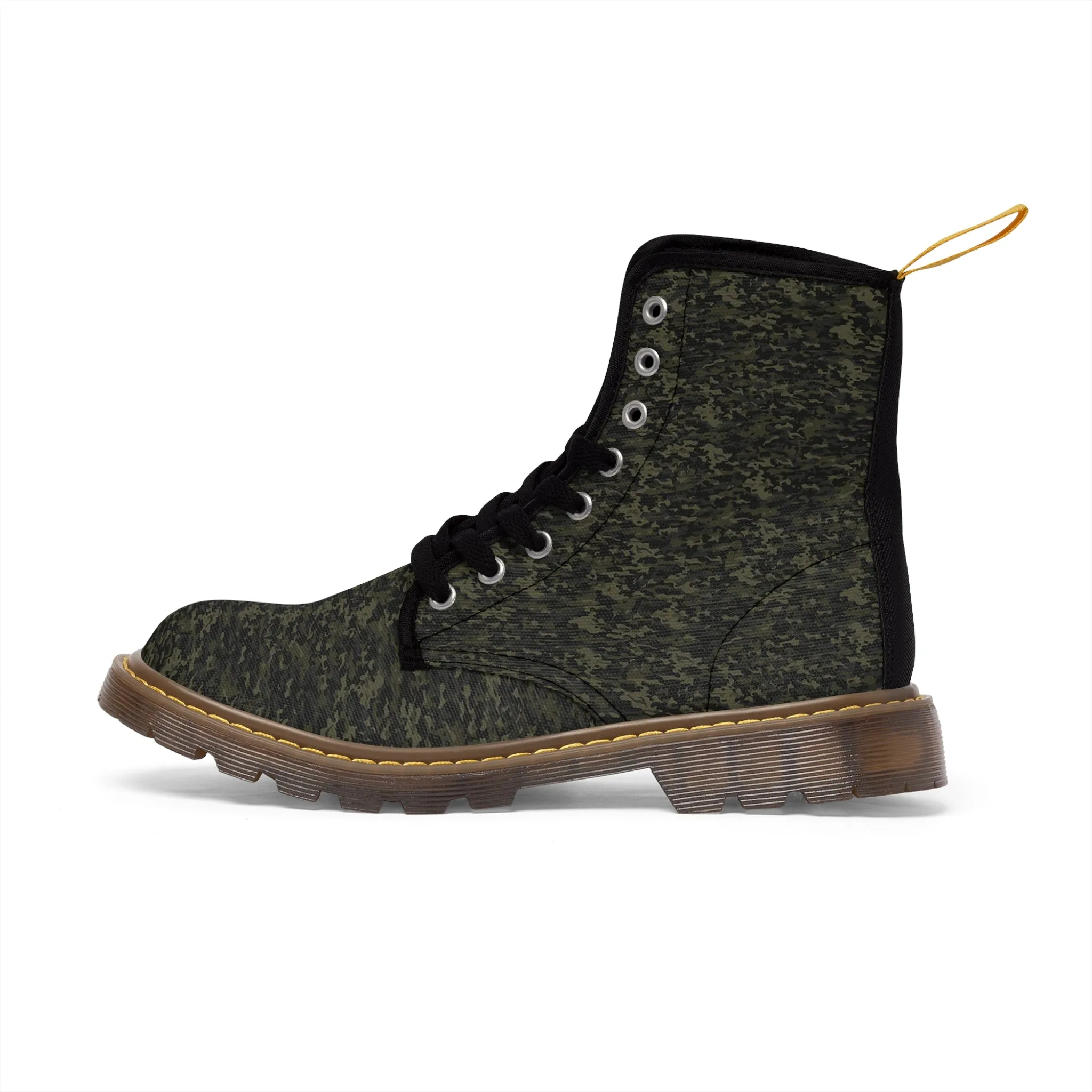 Men's Canvas Boots dark green camo by Mariu del Campo.