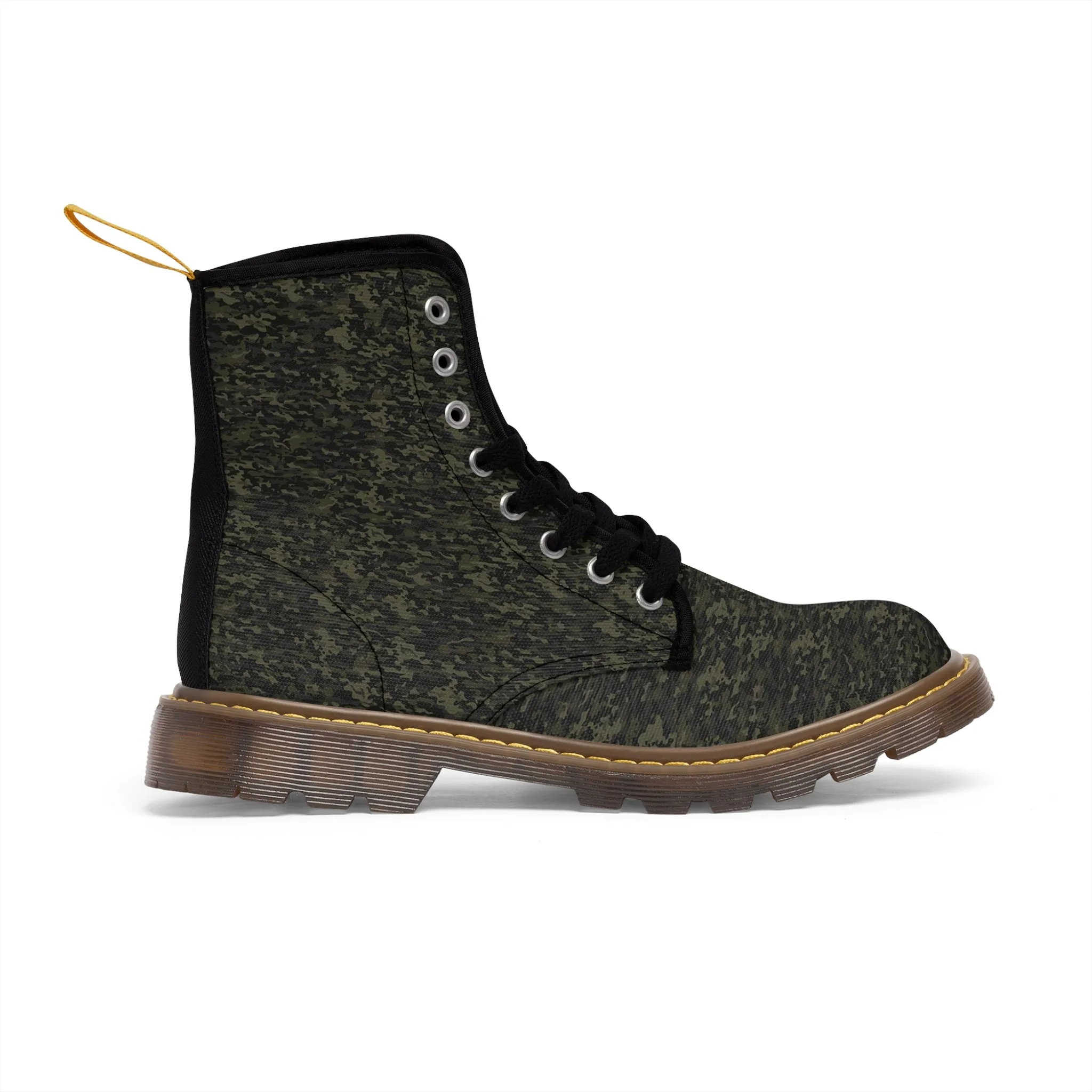 Men's Canvas Boots dark green camo by Mariu del Campo.