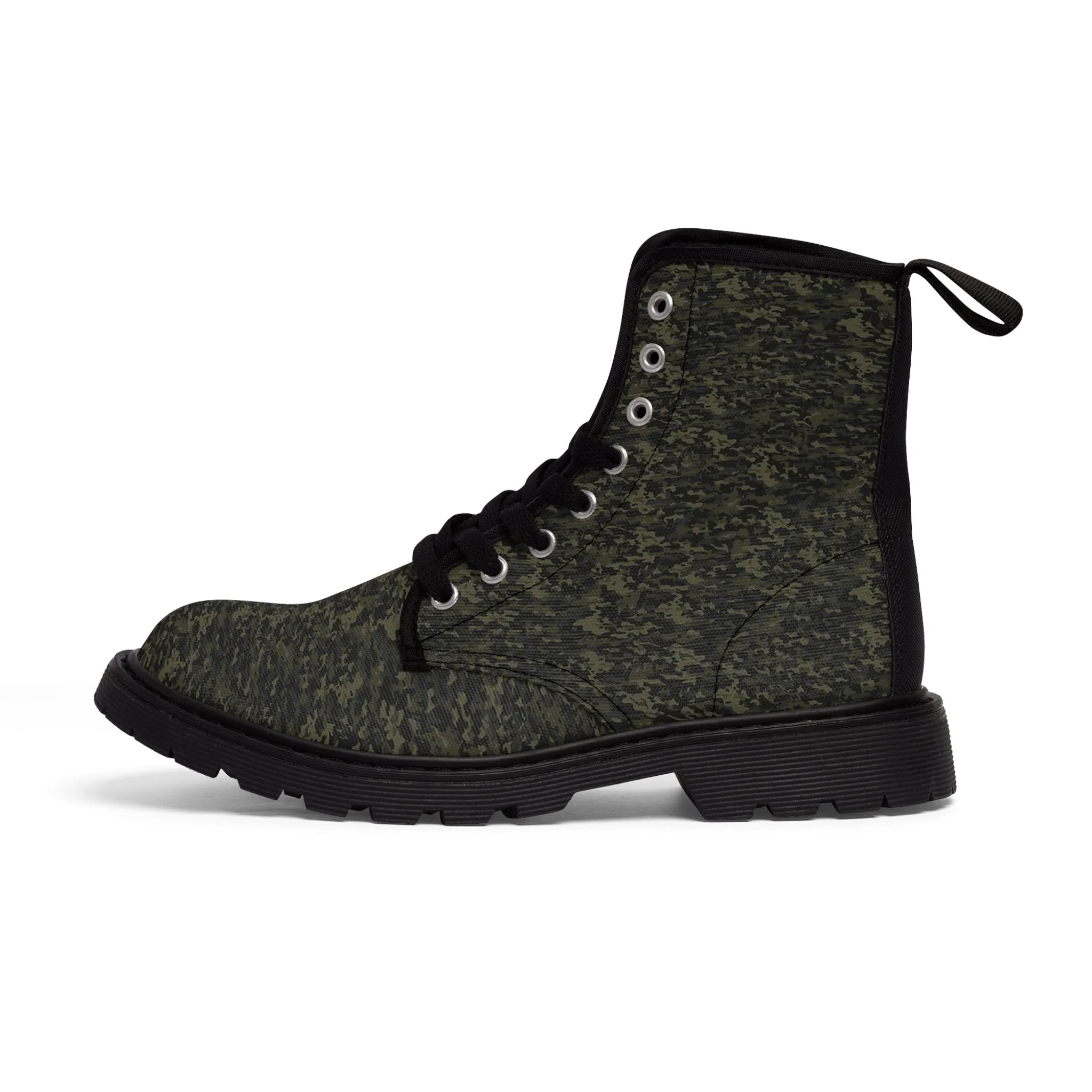 Men's Canvas Boots dark green camo by Mariu del Campo.