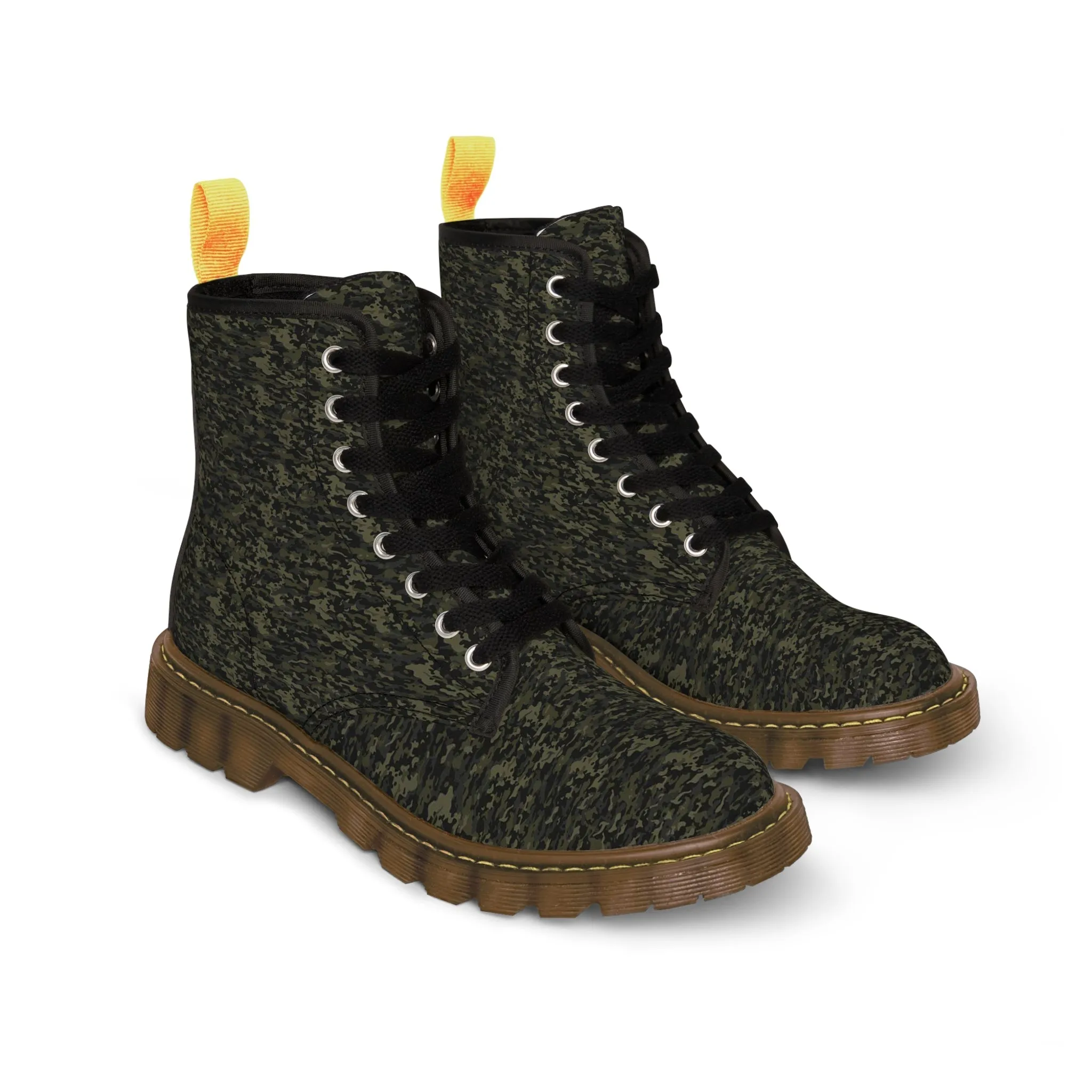 Men's Canvas Boots dark green camo by Mariu del Campo.