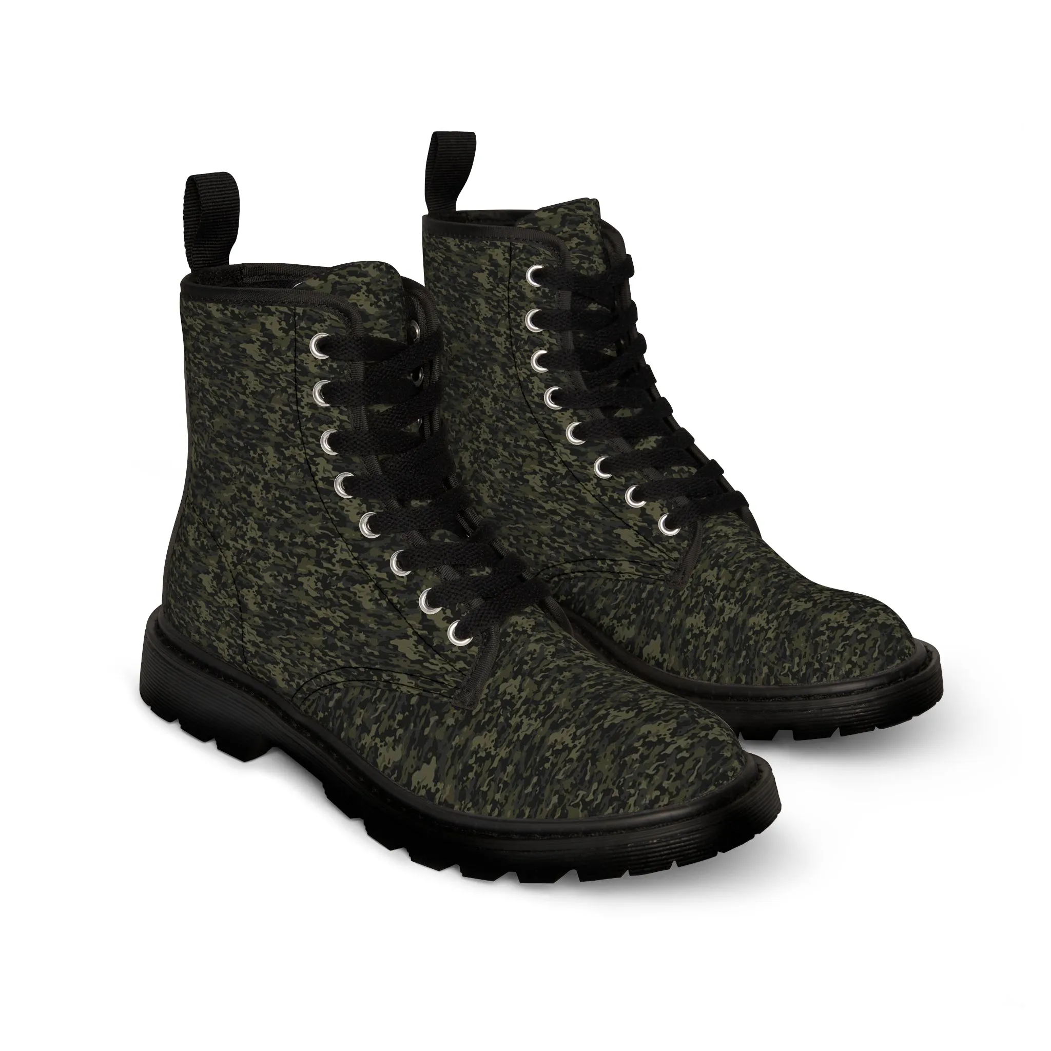 Men's Canvas Boots dark green camo by Mariu del Campo.