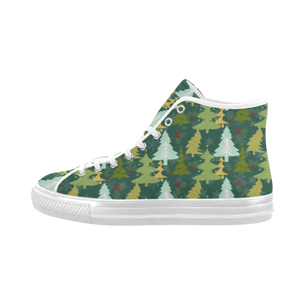 Men's Christmas Trees Print Big Size Canvas High Top Shoes