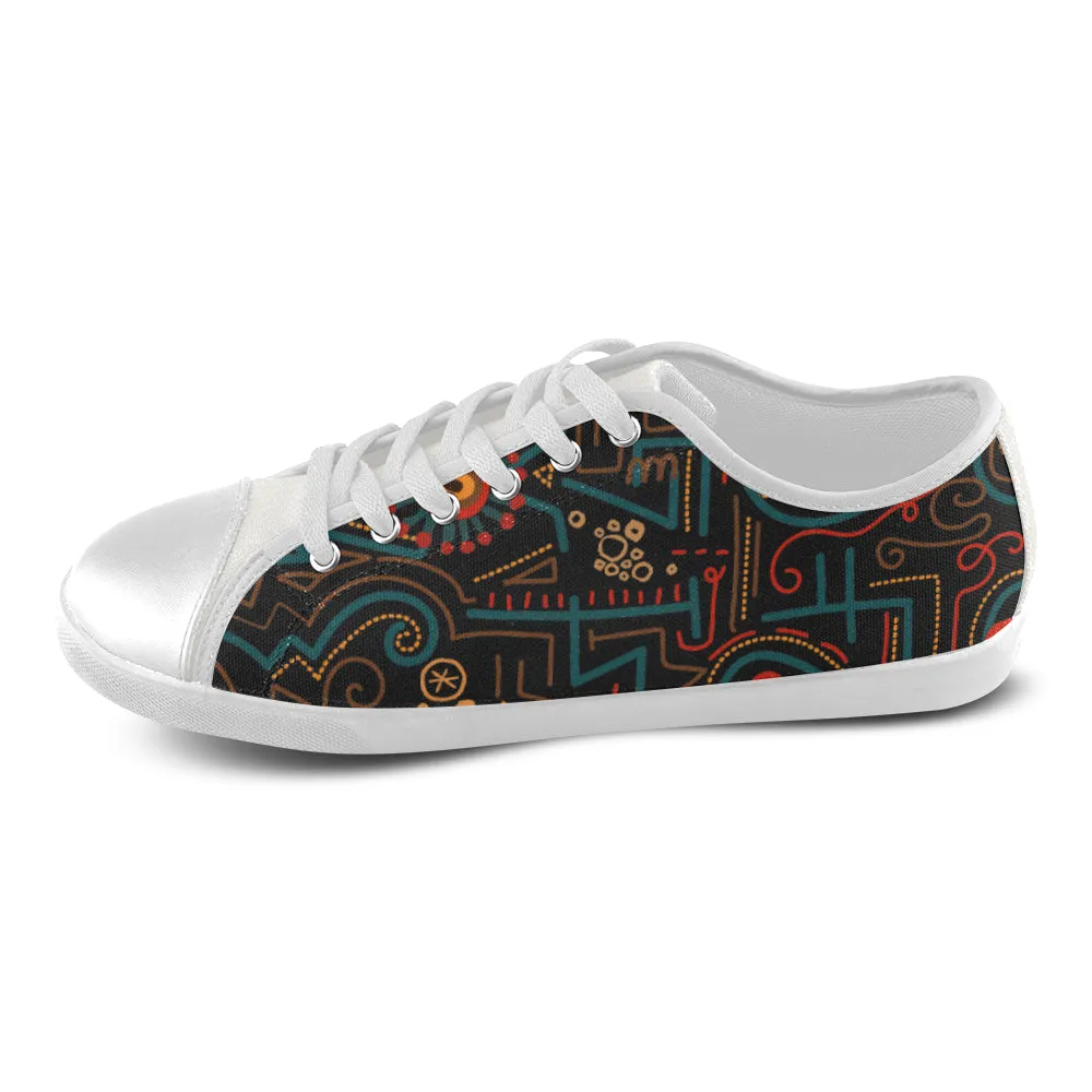 Men's Maze Doodle Print Canvas Low Top Shoes