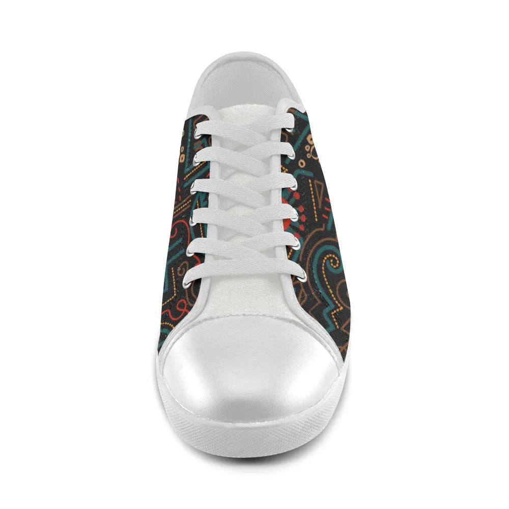 Men's Maze Doodle Print Canvas Low Top Shoes