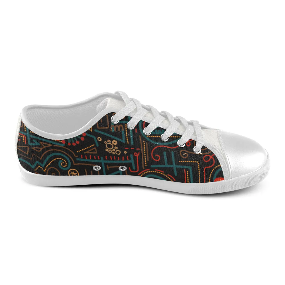 Men's Maze Doodle Print Canvas Low Top Shoes