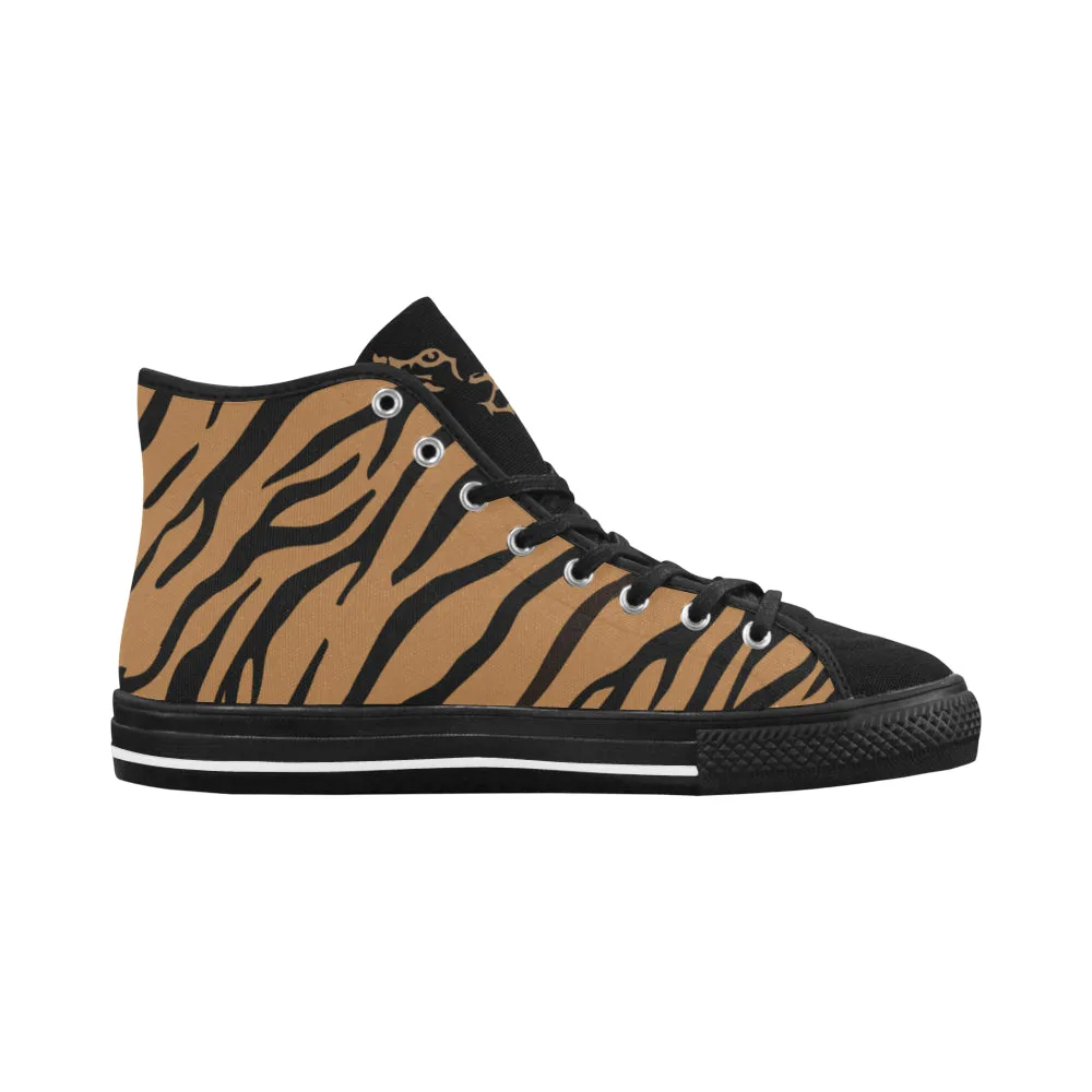 Men's Tiger Face Print High Top Canvas Shoes