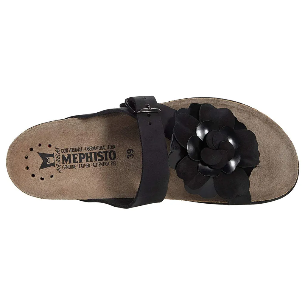 Mephisto Womens Sandals Helen Flower Buckle Strap Toe-Post Open Back Nubuck - UK 5.5