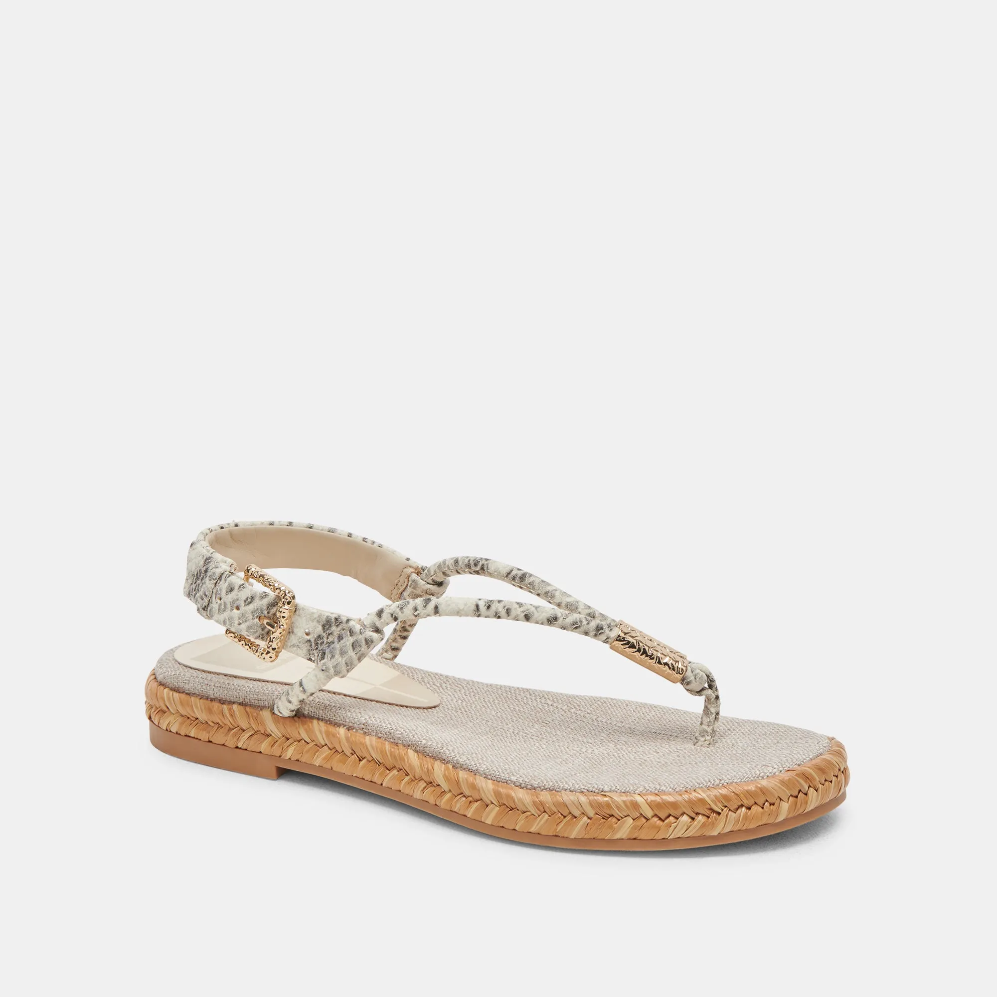 MERYL SANDALS GREY WHITE EMBOSSED LEATHER