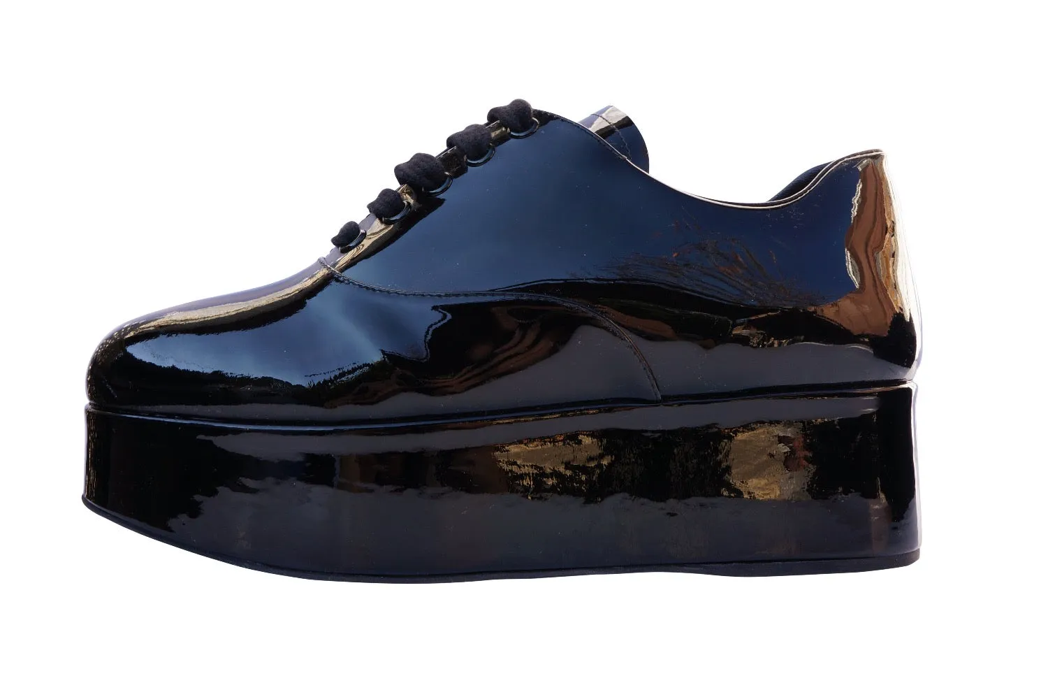 Miu Miu Black Patent Leather Flatform Oxford