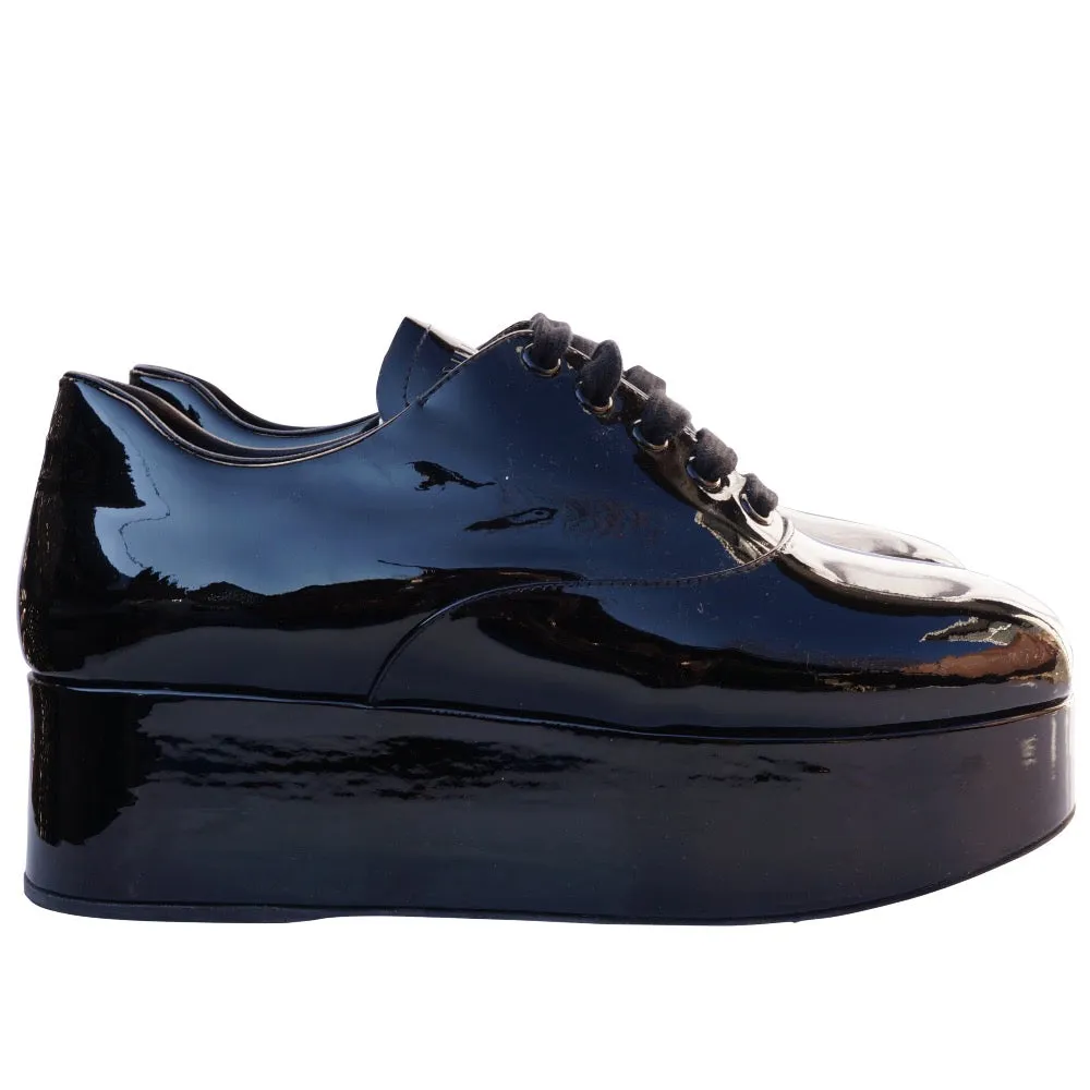 Miu Miu Black Patent Leather Flatform Oxford