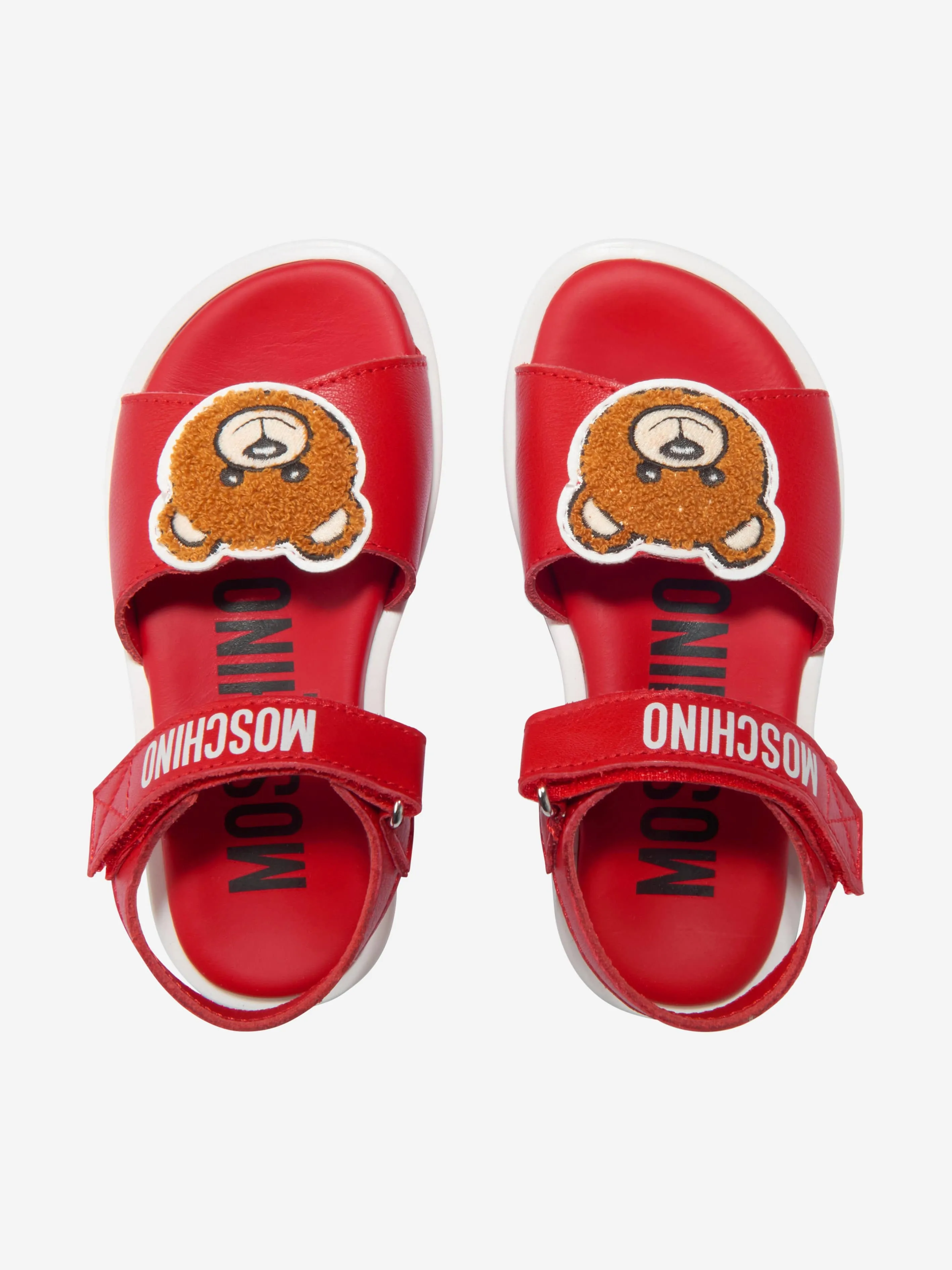 Moschino Girls Leather Teddy Bear Logo Sandals