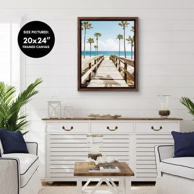 New - Americanflat - 16x20 Floating Canvas Walnut - SurferS Broadwalk by Gal Design