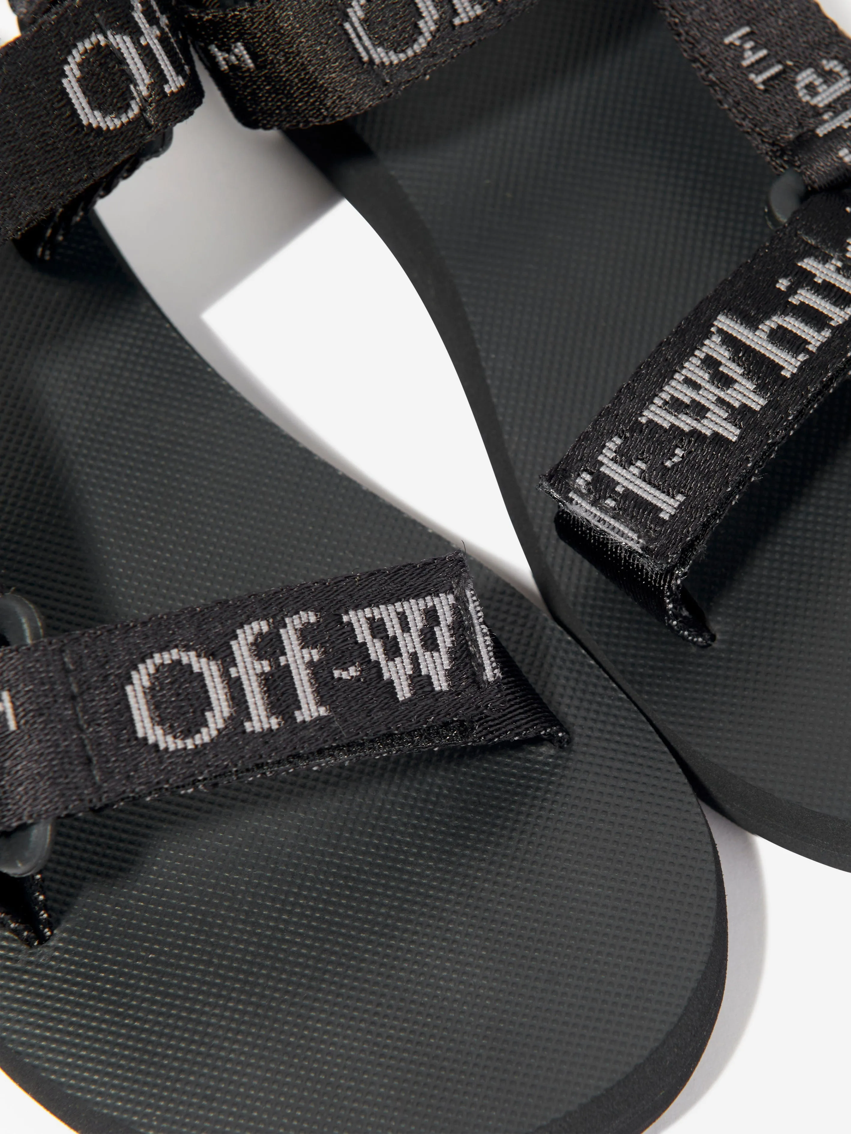 Off-White Kids Bookish Logo Band Trek Sandals in Black