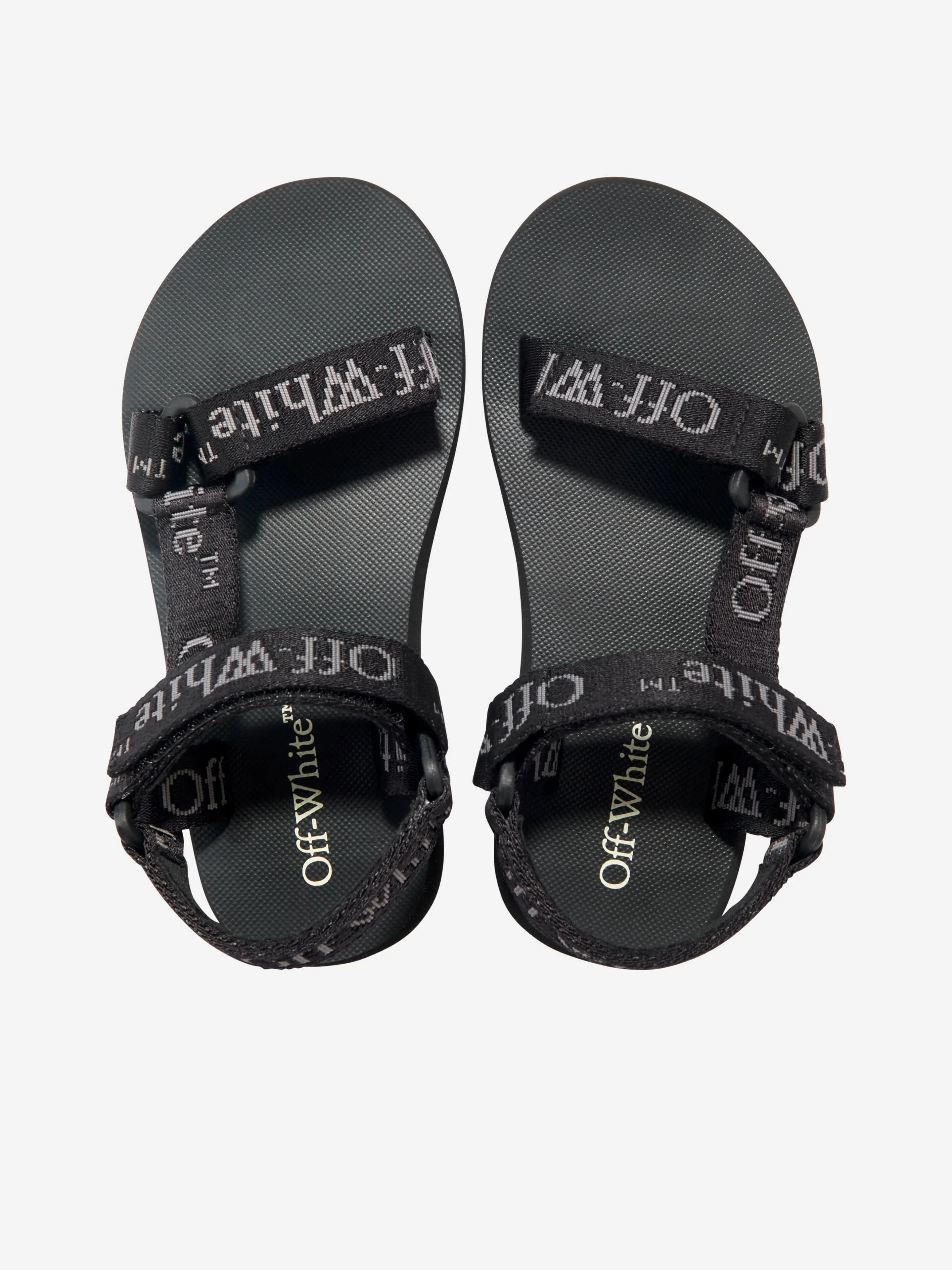 Off-White Kids Bookish Logo Band Trek Sandals in Black