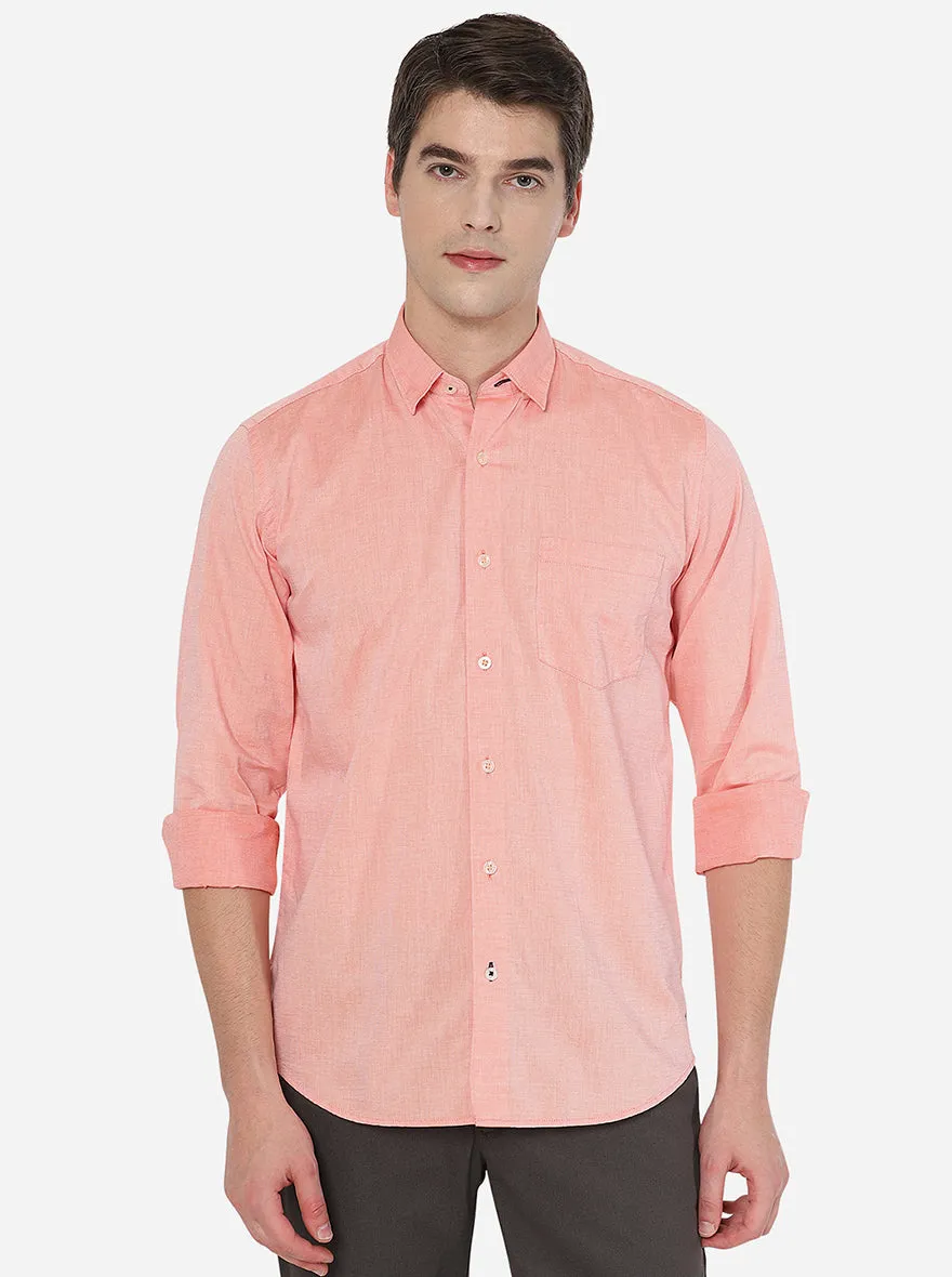 Orange Solid Slim Fit Casual Shirt | JadeBlue