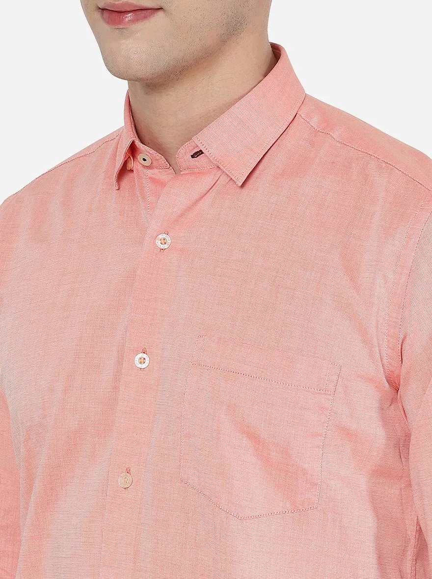 Orange Solid Slim Fit Casual Shirt | JadeBlue