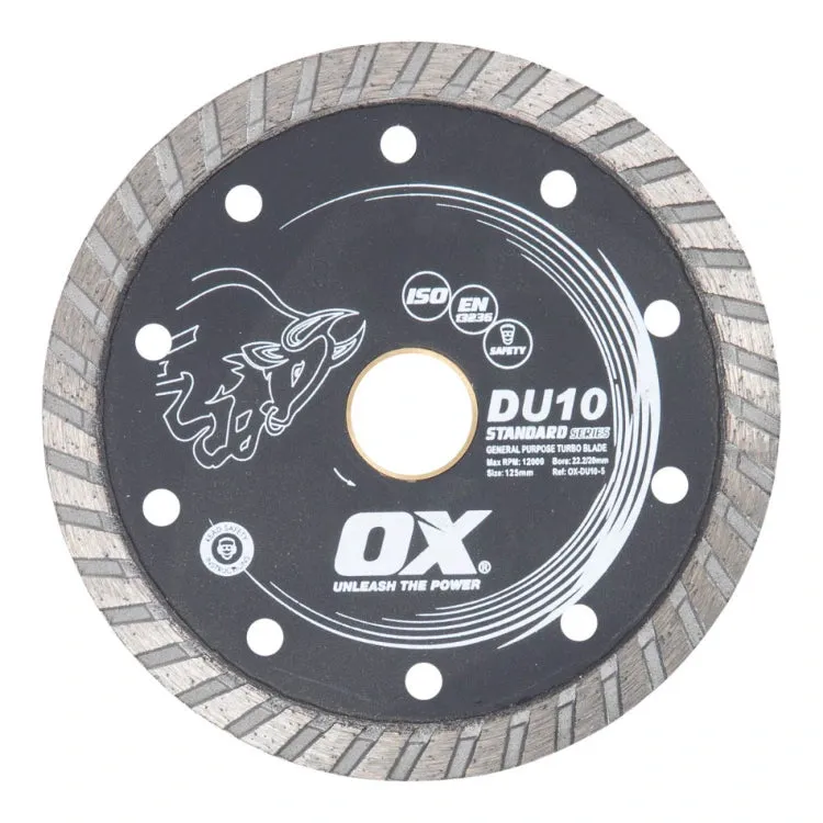 OX DU10-5 Turbo Diamond Blade - 5" x .080 x 7/8", 20mm, 5/8" - Black