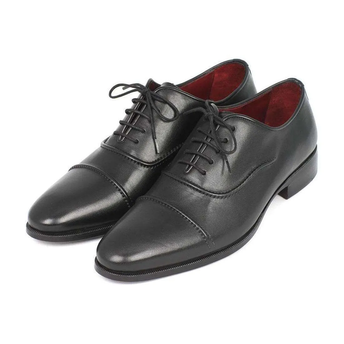 Paul Parkman Handmade Designer Shoes Men's Handmade Designer Shoes Captoe Black Oxfords (PM5224)