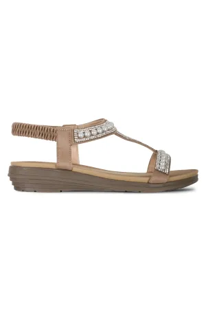 Pearl & Gem T bar Sandal | BEIGE | TANCY AB