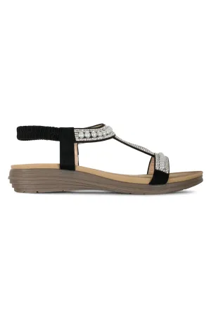 Pearl & Gem T bar Sandal | BLACK | TANCY AB