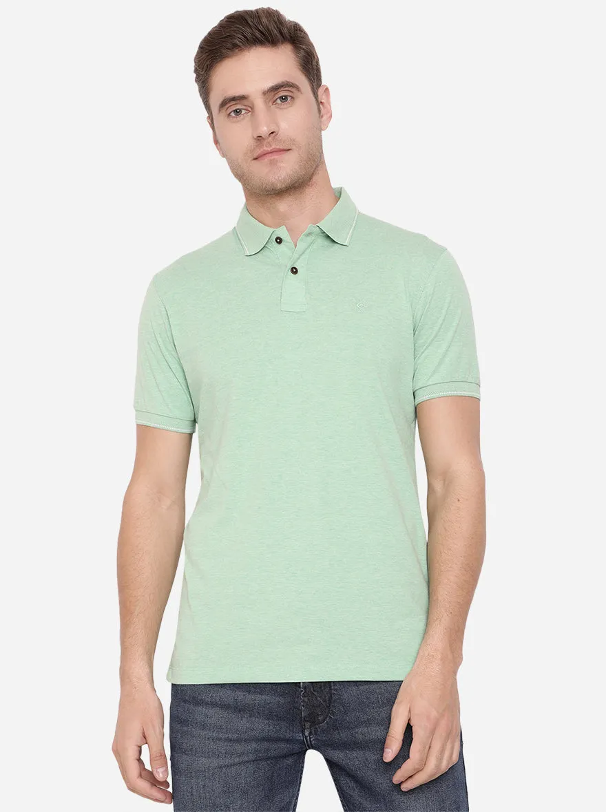 Pista Green Solid Slim Fit Polo T-Shirt | Greenfibre