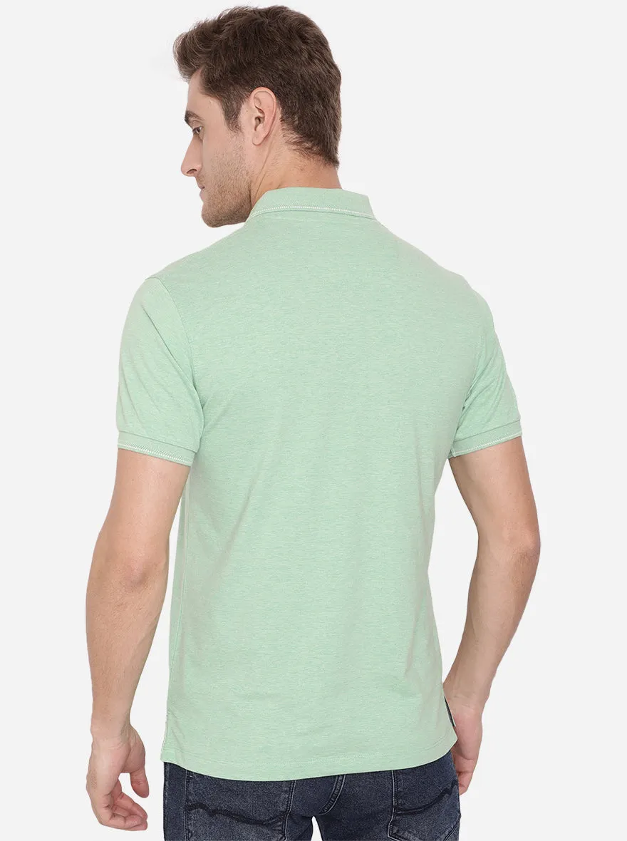 Pista Green Solid Slim Fit Polo T-Shirt | Greenfibre