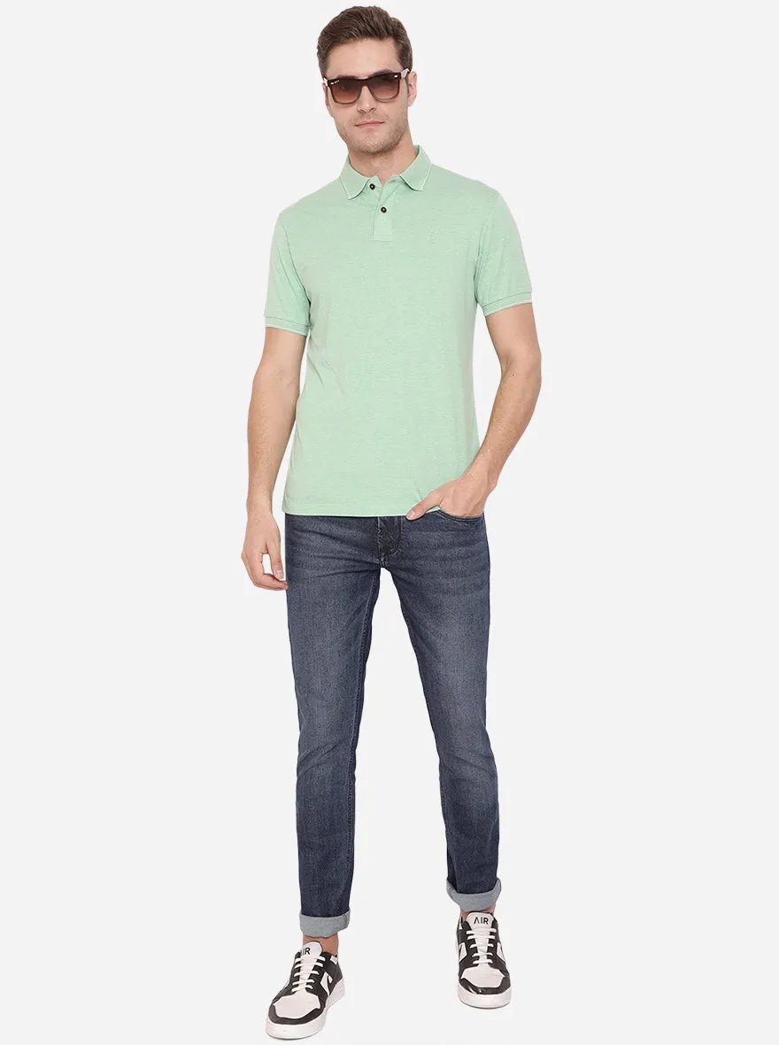 Pista Green Solid Slim Fit Polo T-Shirt | Greenfibre