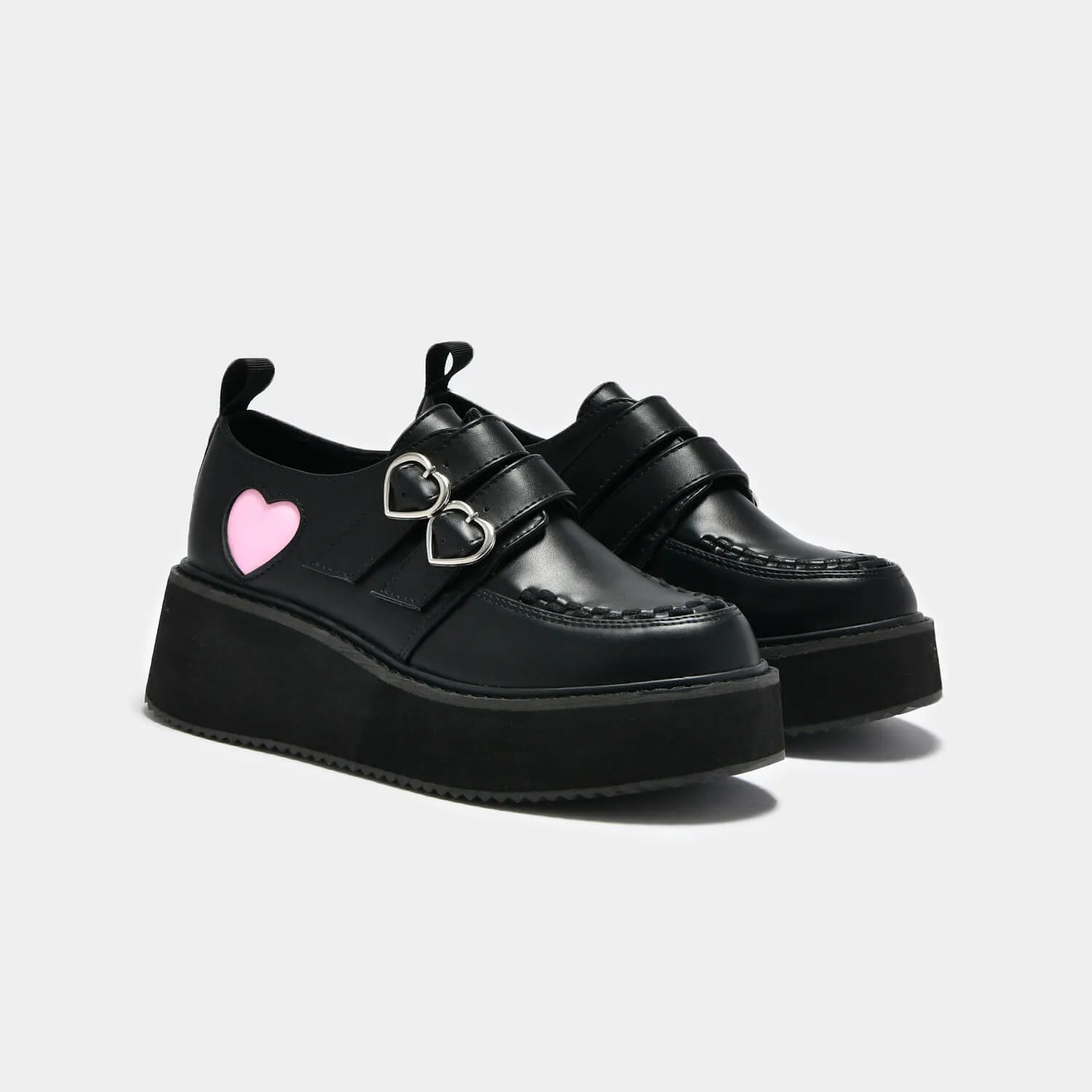 Pothos Pink Heart Wave Platform Shoes