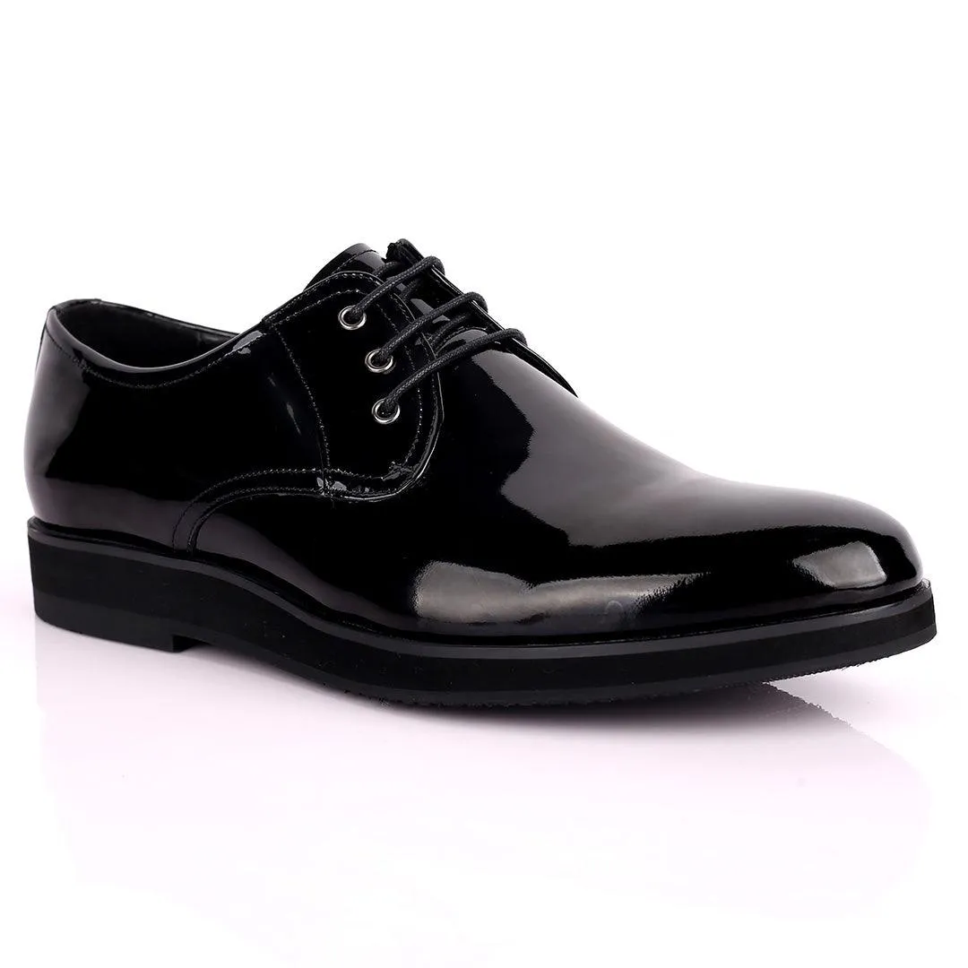 Prad Black Glossy Lace Up Men's Shoe