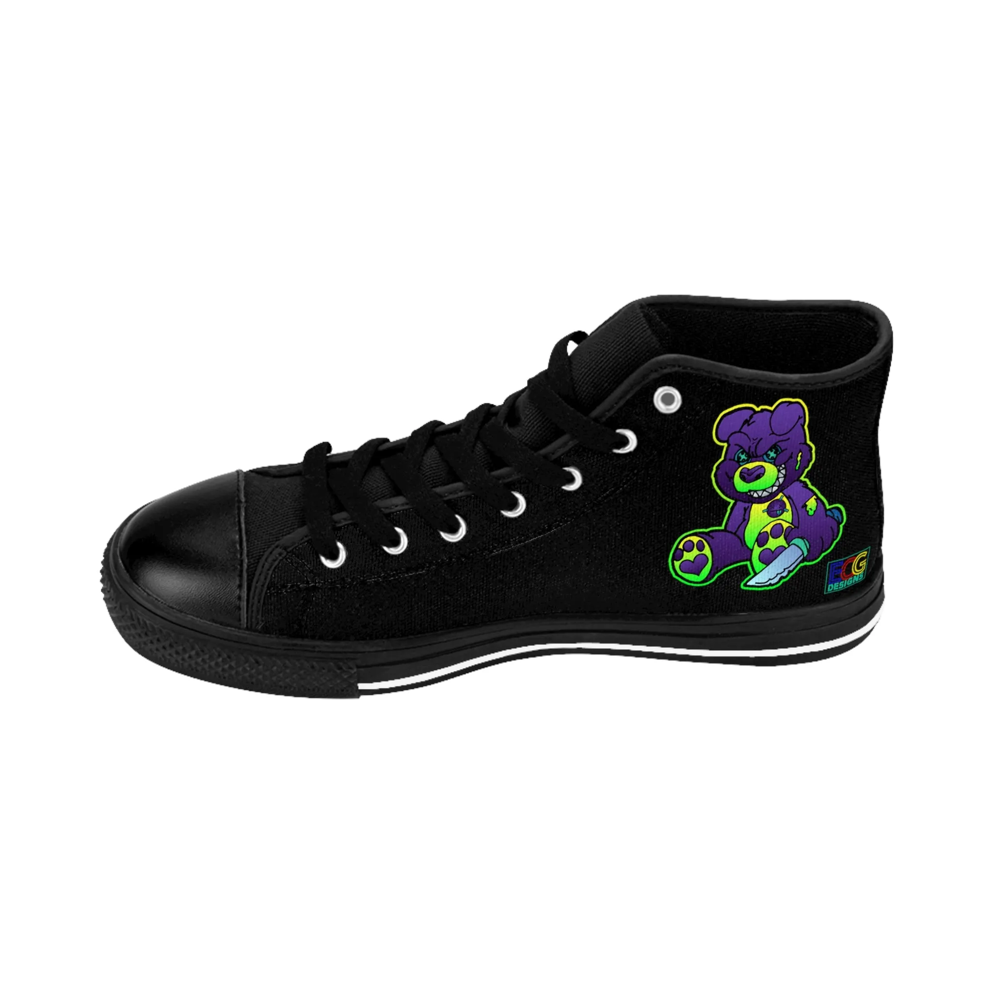 Purple and Green Demon Bear Men's Classic Sneakers