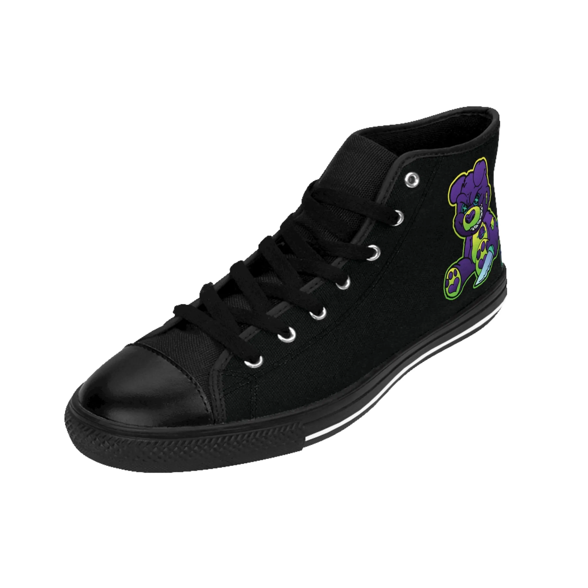 Purple and Green Demon Bear Women's Classic Sneakers