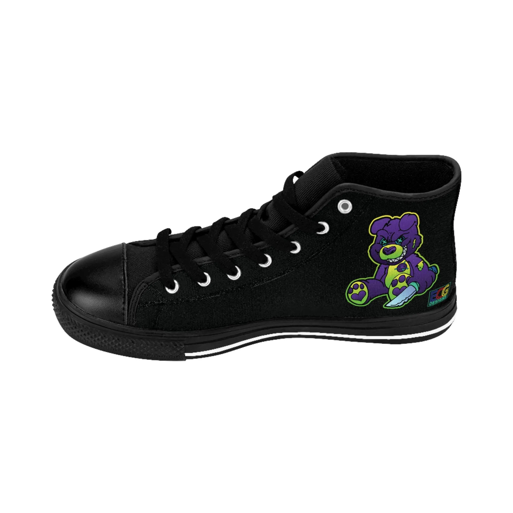 Purple and Green Demon Bear Women's Classic Sneakers