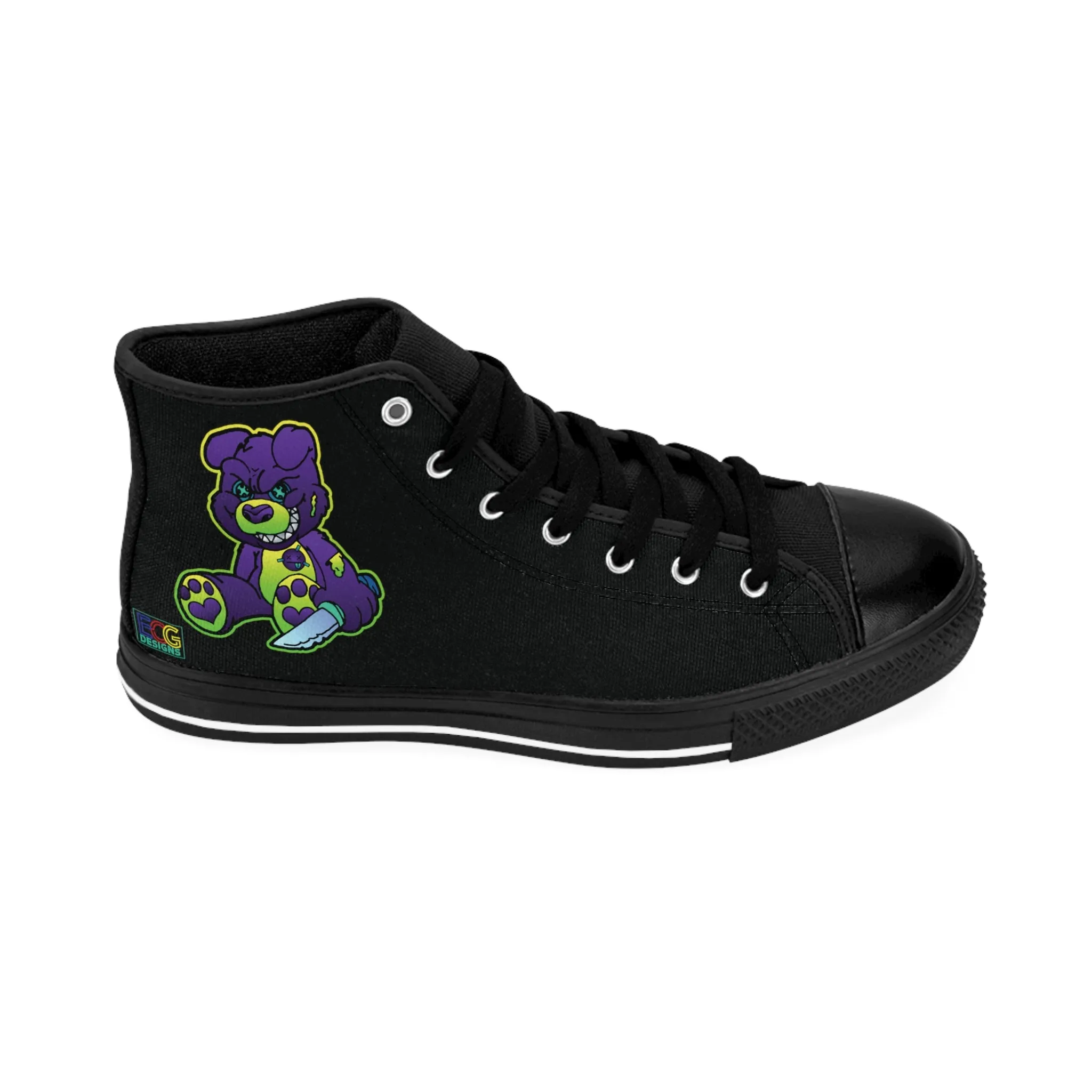 Purple and Green Demon Bear Women's Classic Sneakers