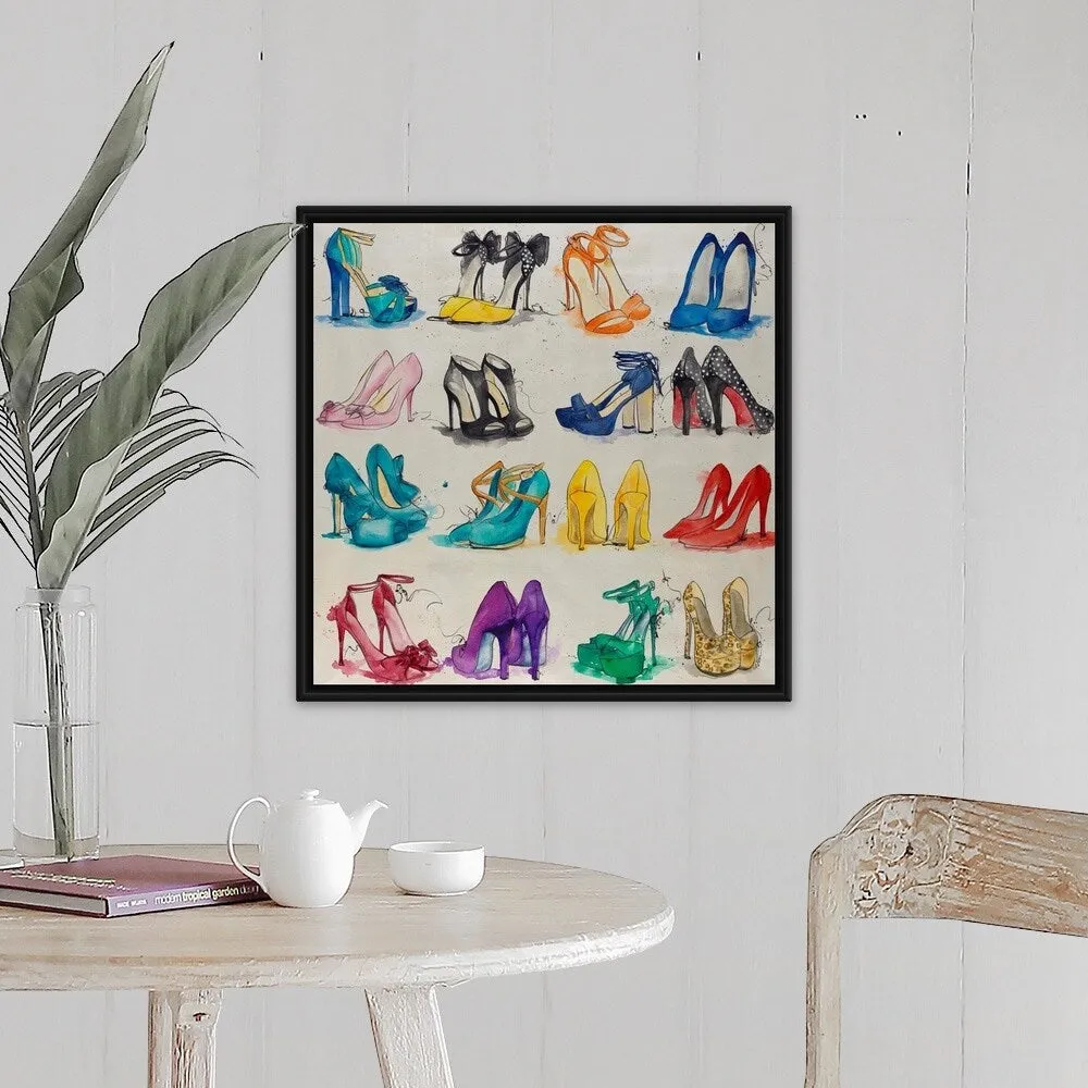 "Closet of Shoes" Black Float Frame Canvas Art