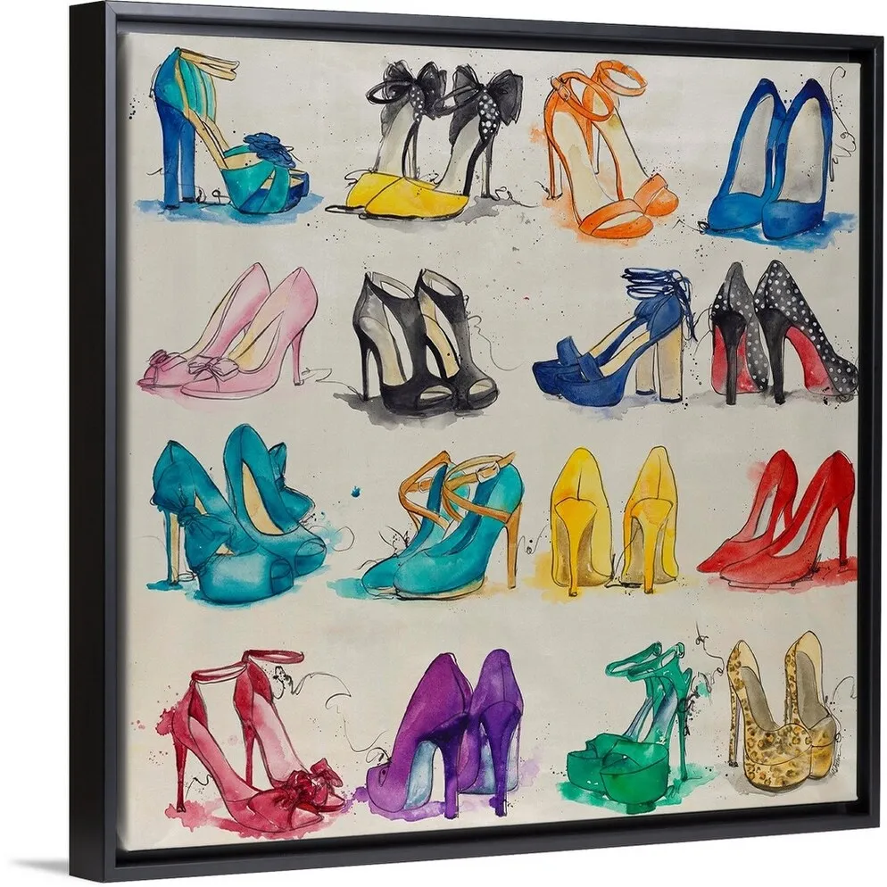 "Closet of Shoes" Black Float Frame Canvas Art