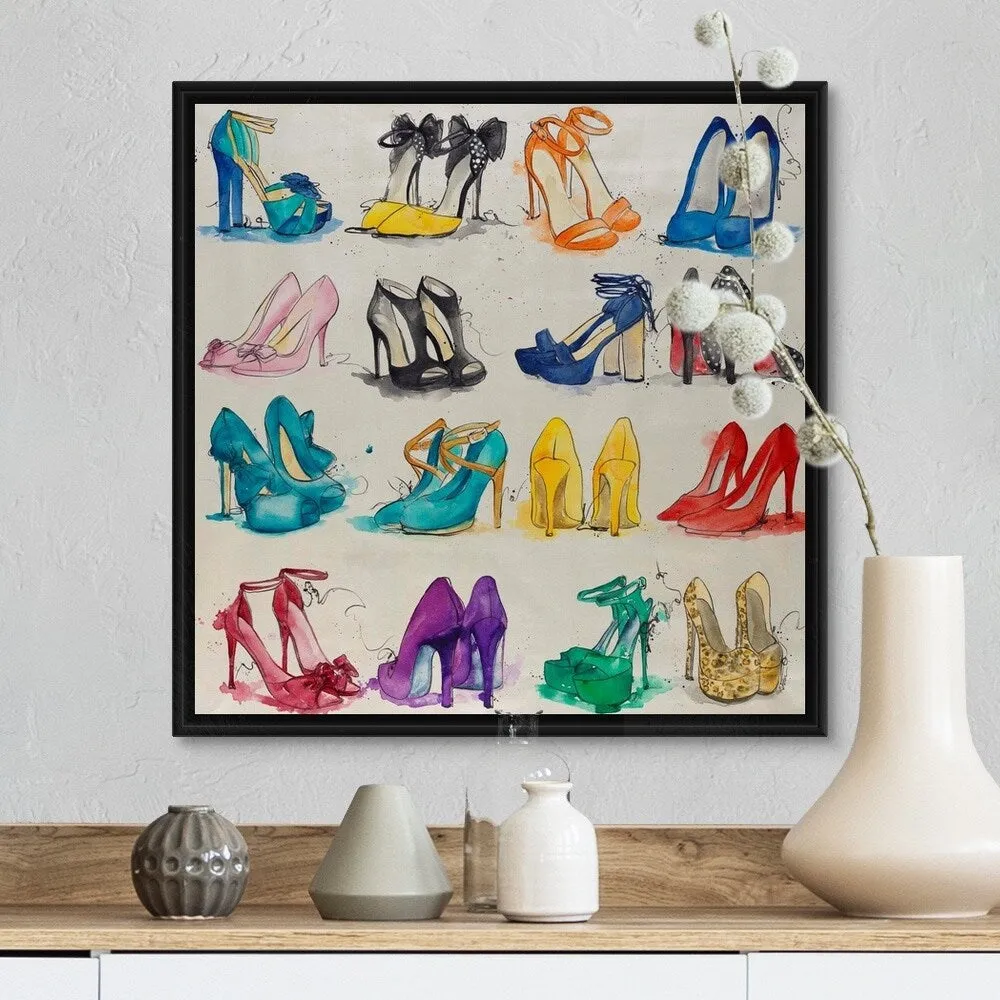 "Closet of Shoes" Black Float Frame Canvas Art