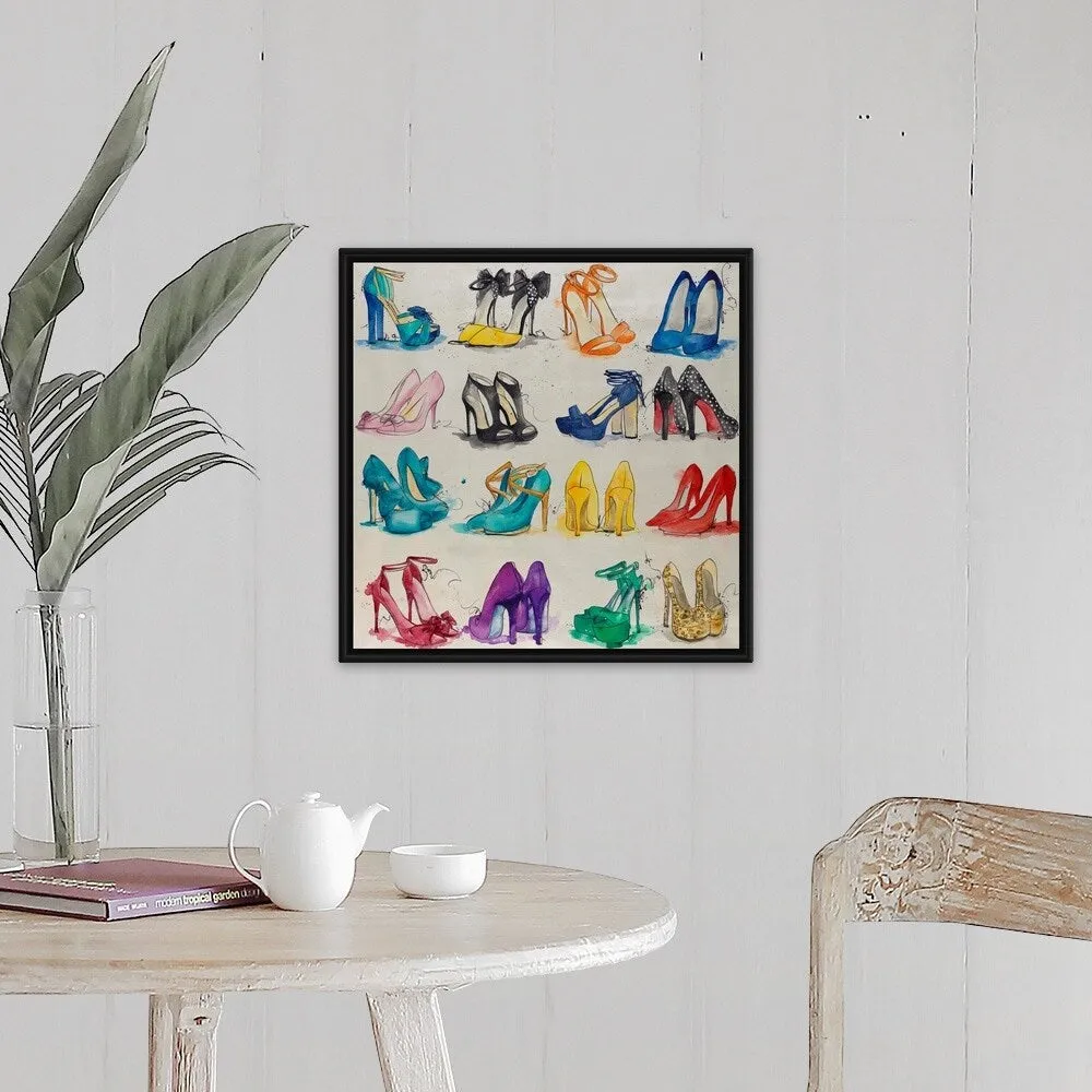 "Closet of Shoes" Black Float Frame Canvas Art