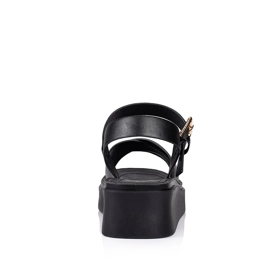 Radar Flatform Sandals - Black Smooth