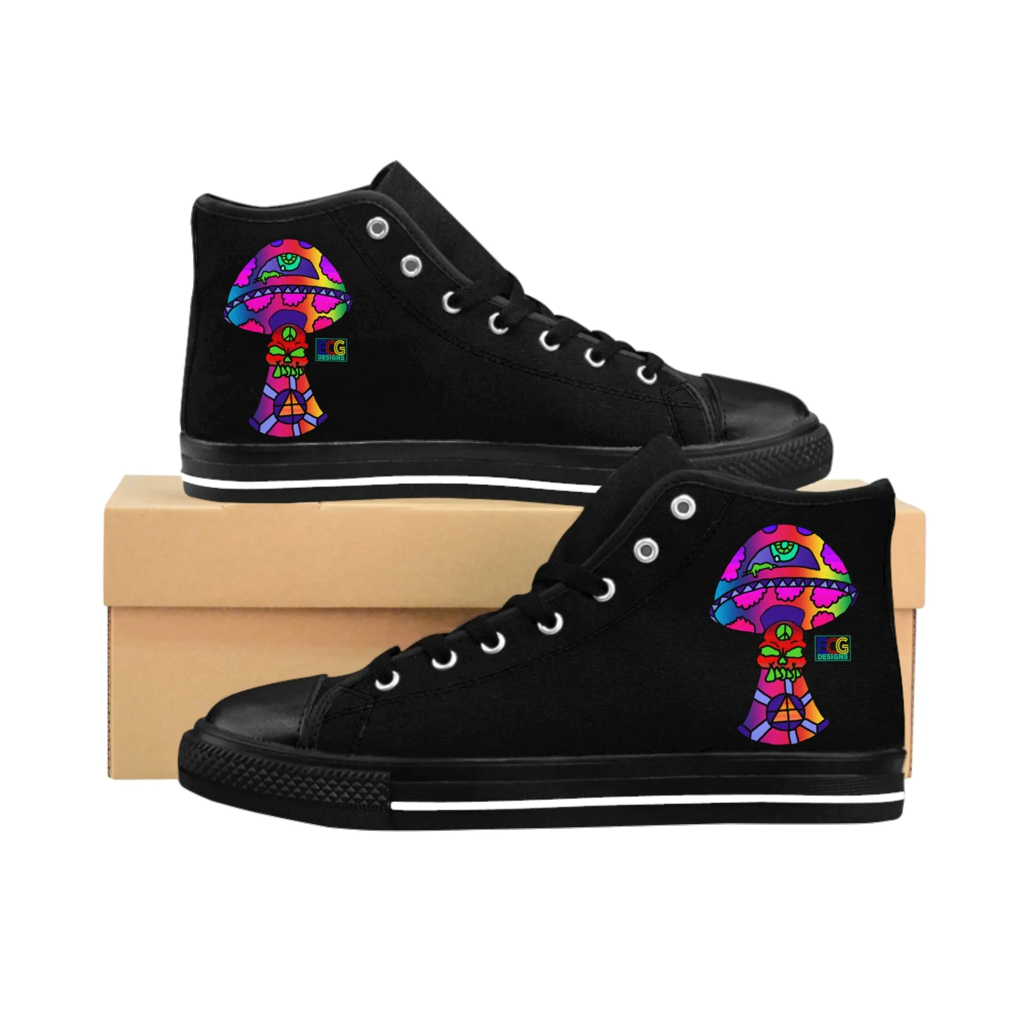 Rainbow Skull Shroom Men's Classic Sneakers