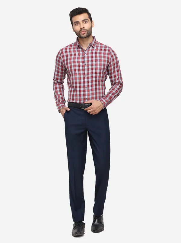 Red & White Checked Slim Fit Casual Shirt | JadeBlue