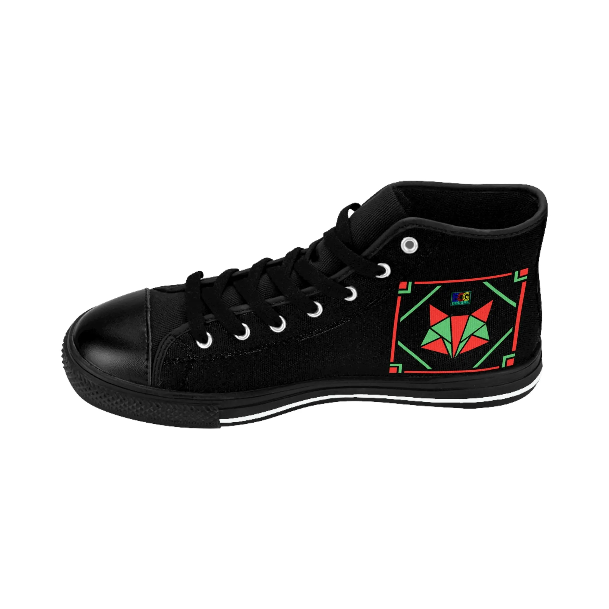 Red and Green Box Fox Women's Classic Sneakers