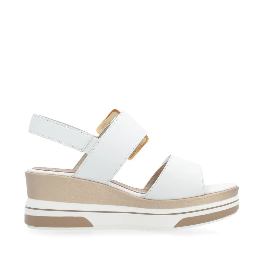 Remonte D1P50-80 White Leather Wedge Sandals