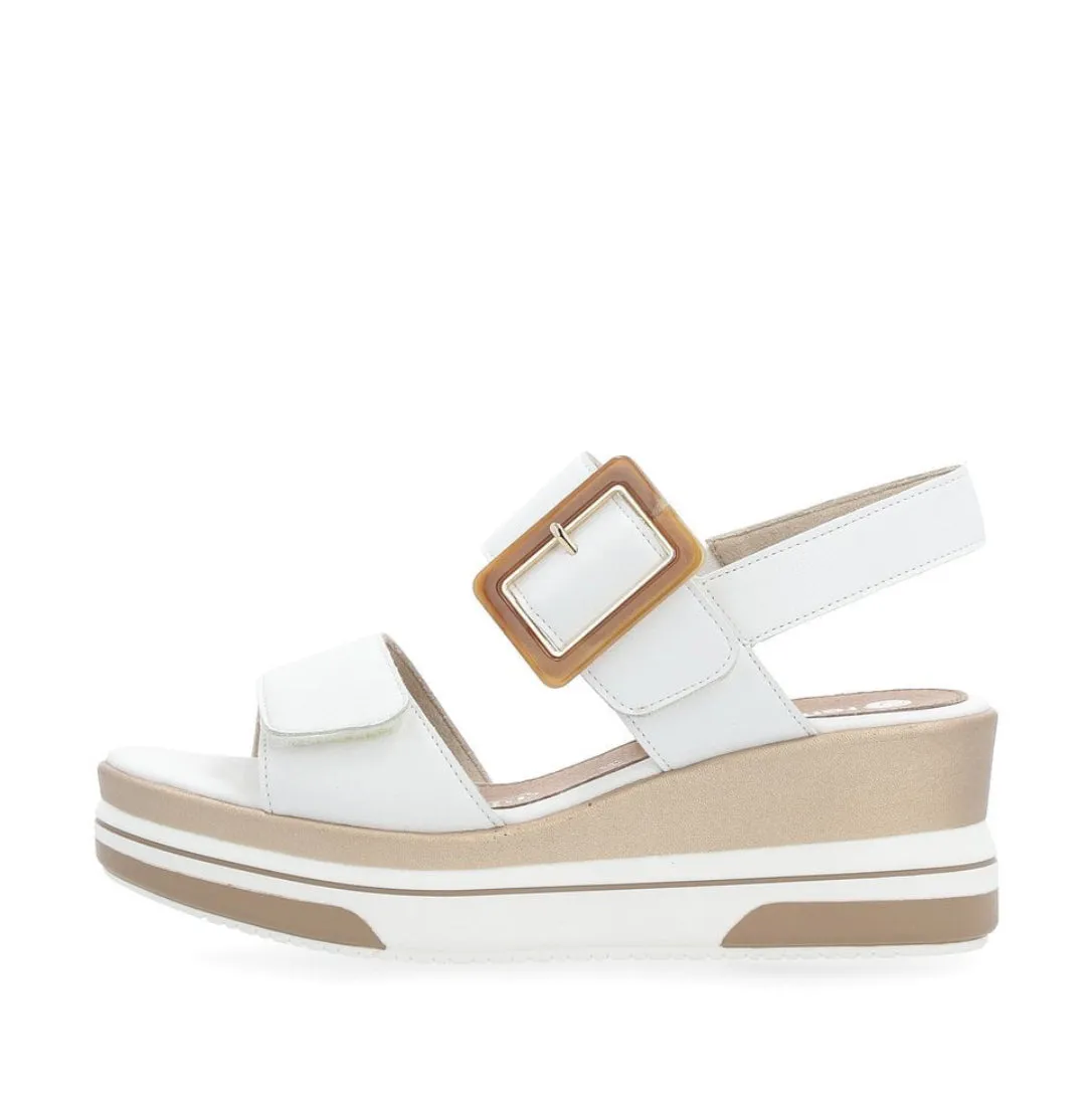 Remonte D1P50-80 White Leather Wedge Sandals