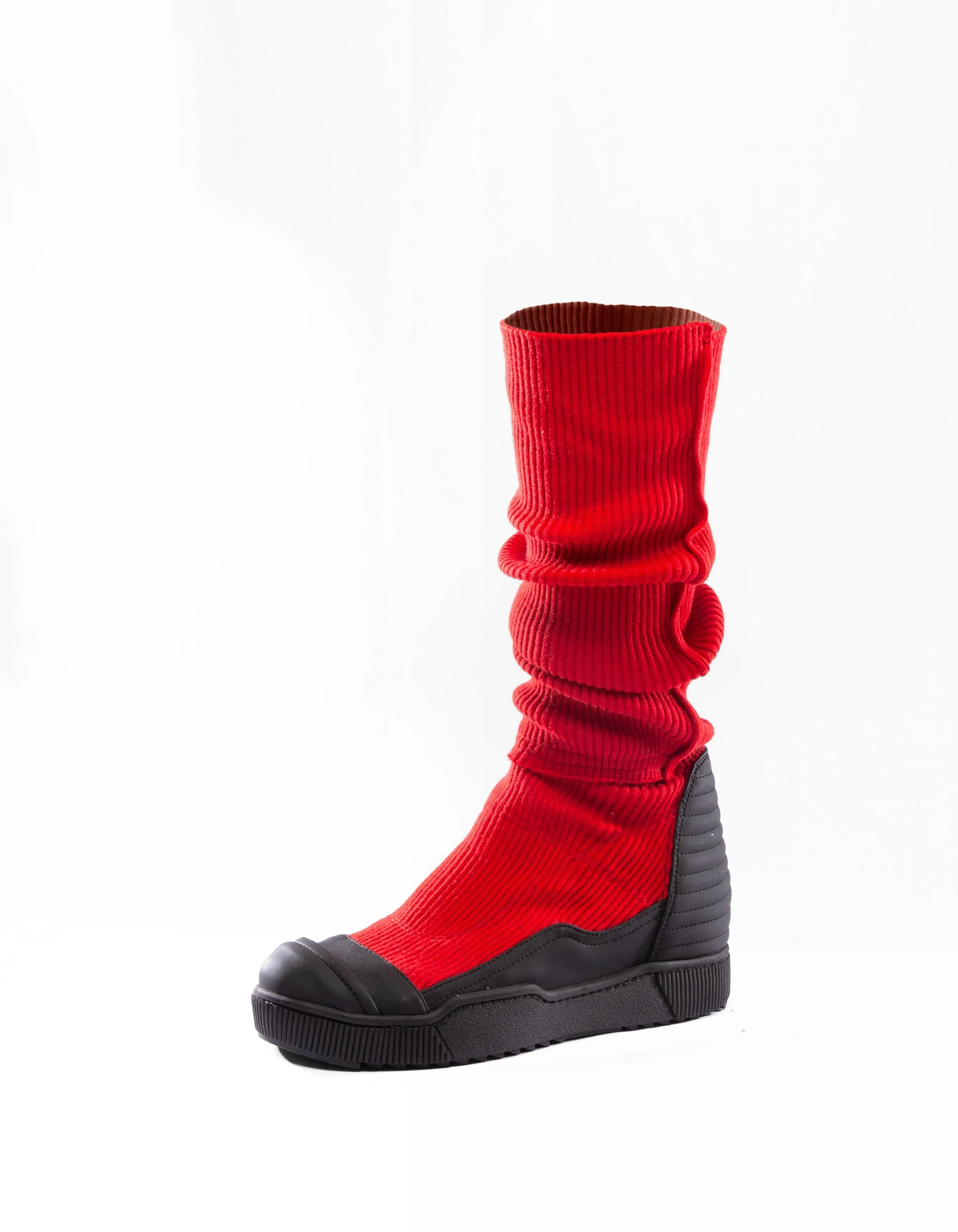 RIB BOOTS RED W